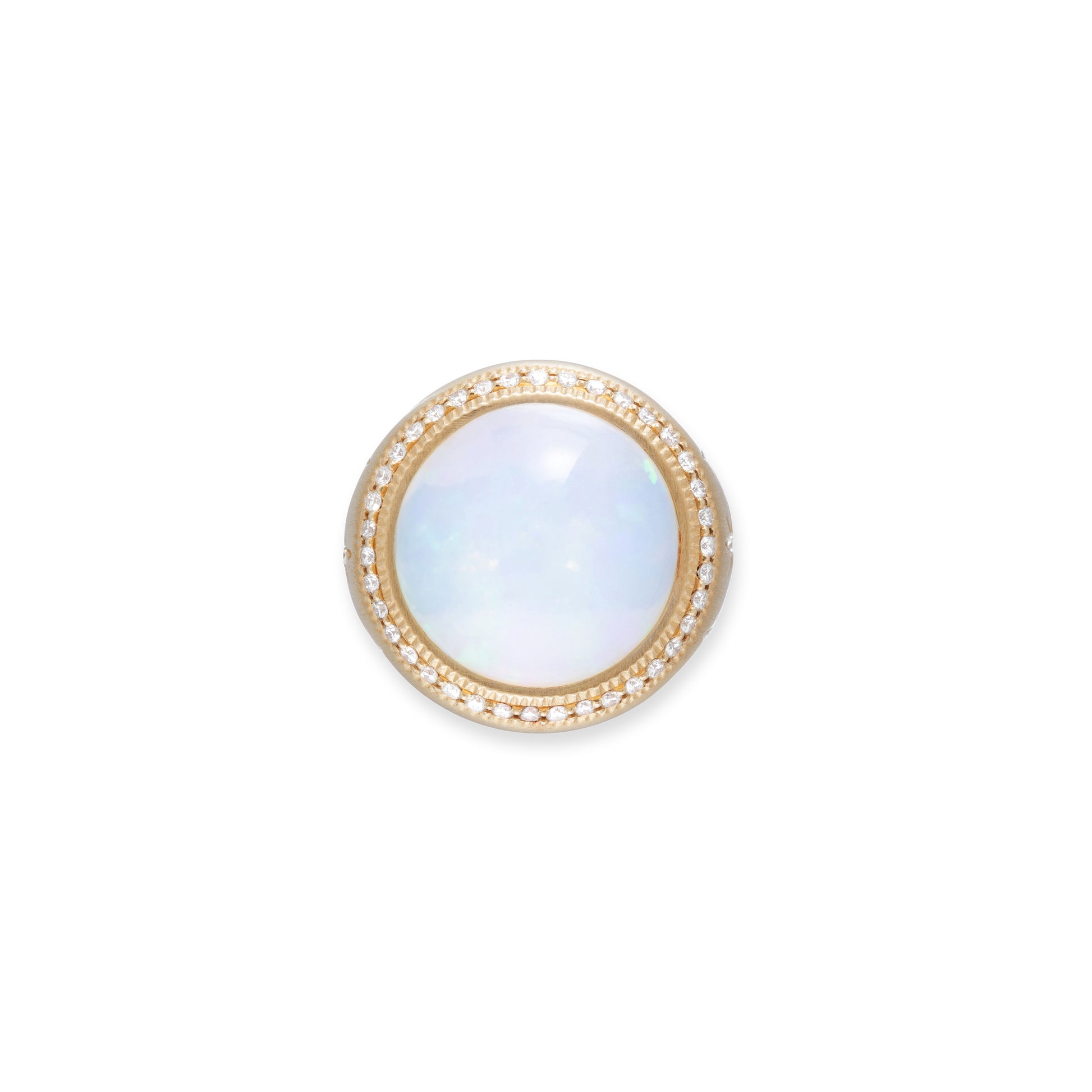 Pave Round Opal Starburst Ring