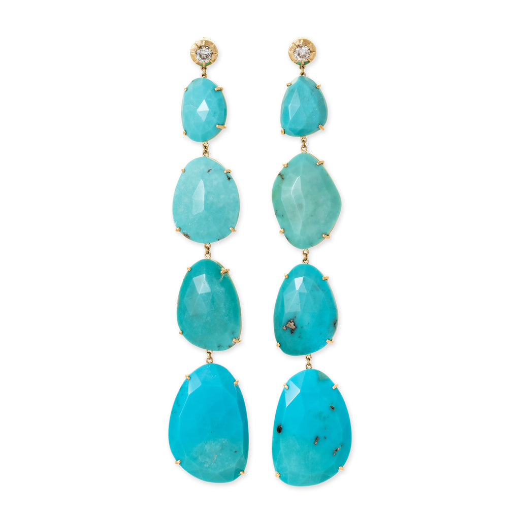 4 Turquoise Slice + Sophia Diamond Earrings