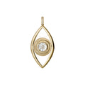 Large Round White Topaz Center Vertical Eye Charm