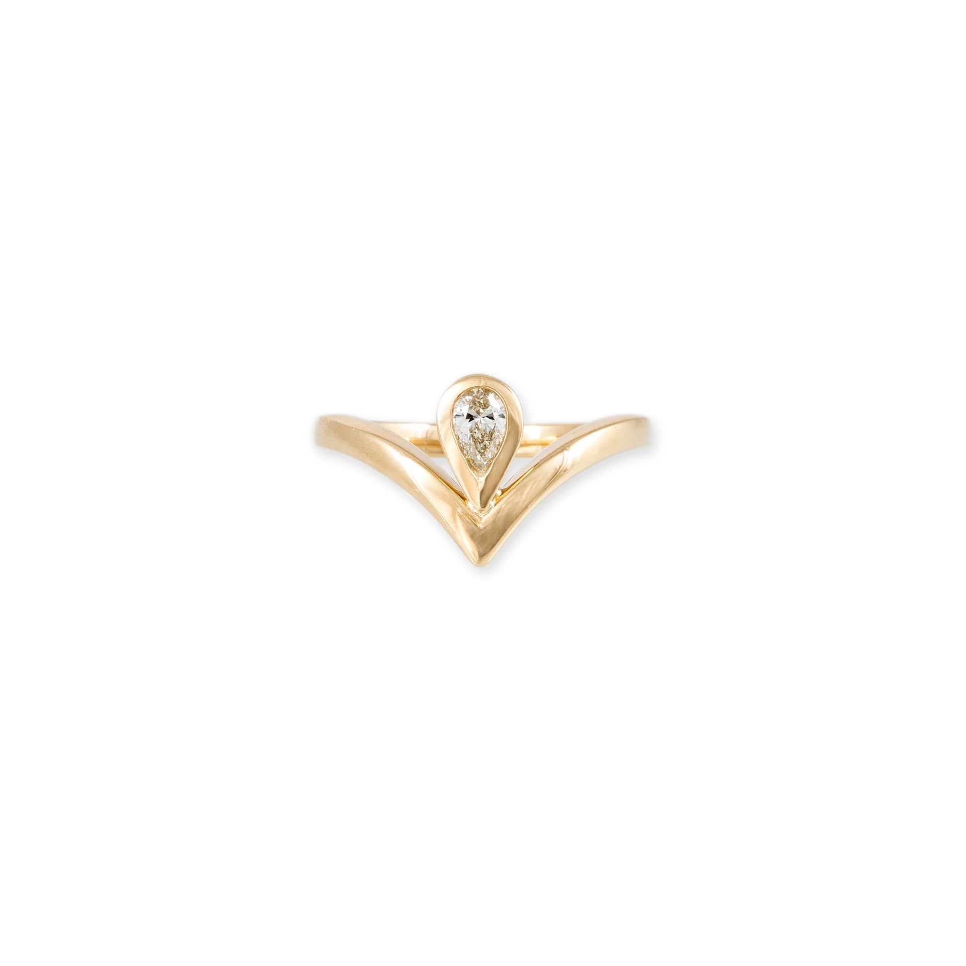 LARGE TEARDROP DIAMOND V RING