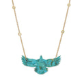 Large Turquoise Thunderbird 4 Diamond Necklace
