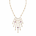 Lizzie Diamond Hammered Marquise Ruby Shower Necklace