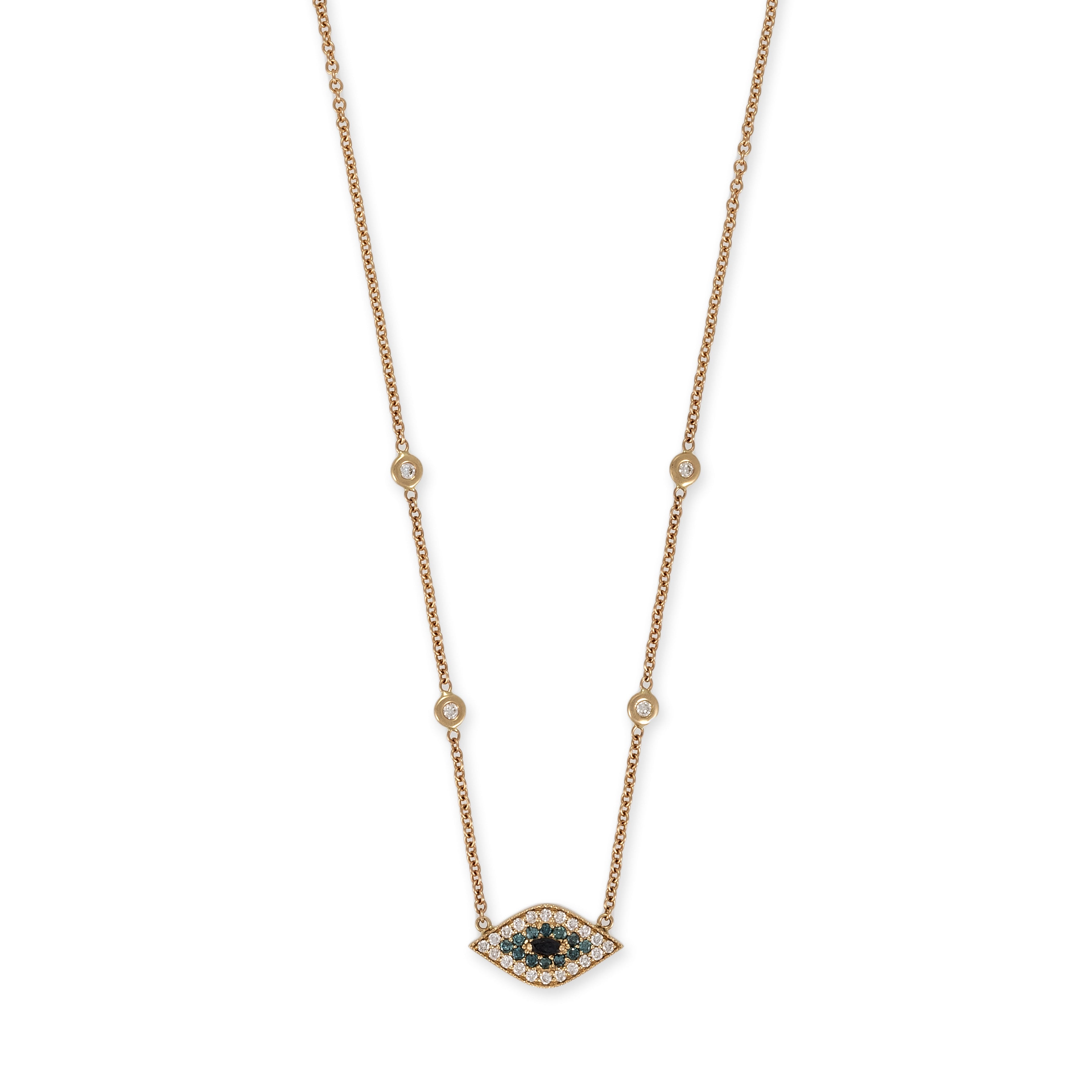 Blue and White Pavé + Marquise Black Diamond Eye Necklace