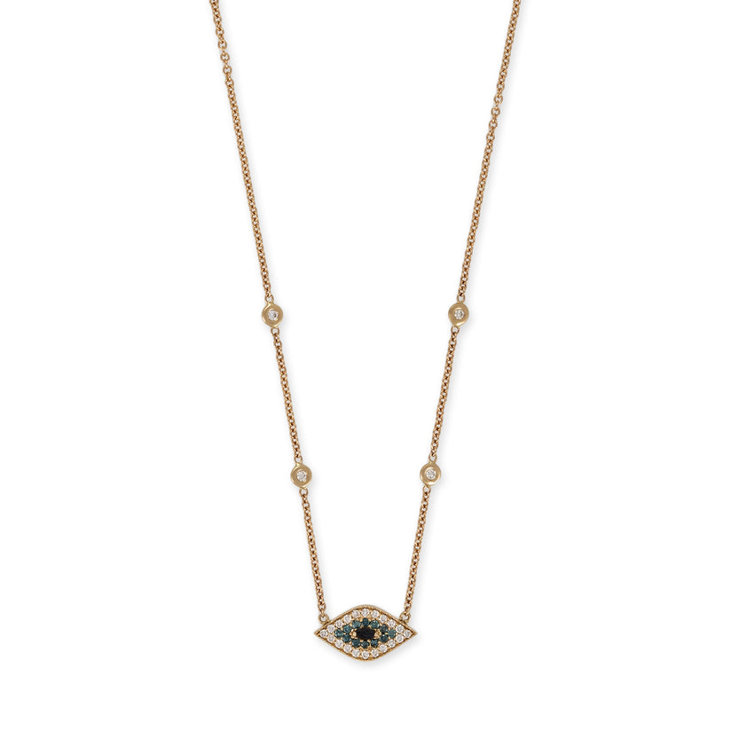 BLUE AND WHITE PAVE + MARQUISE BLACK DIAMOND EYE NECKLACE