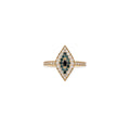 Blue and White Pave + Marquise Black Diamond Ring