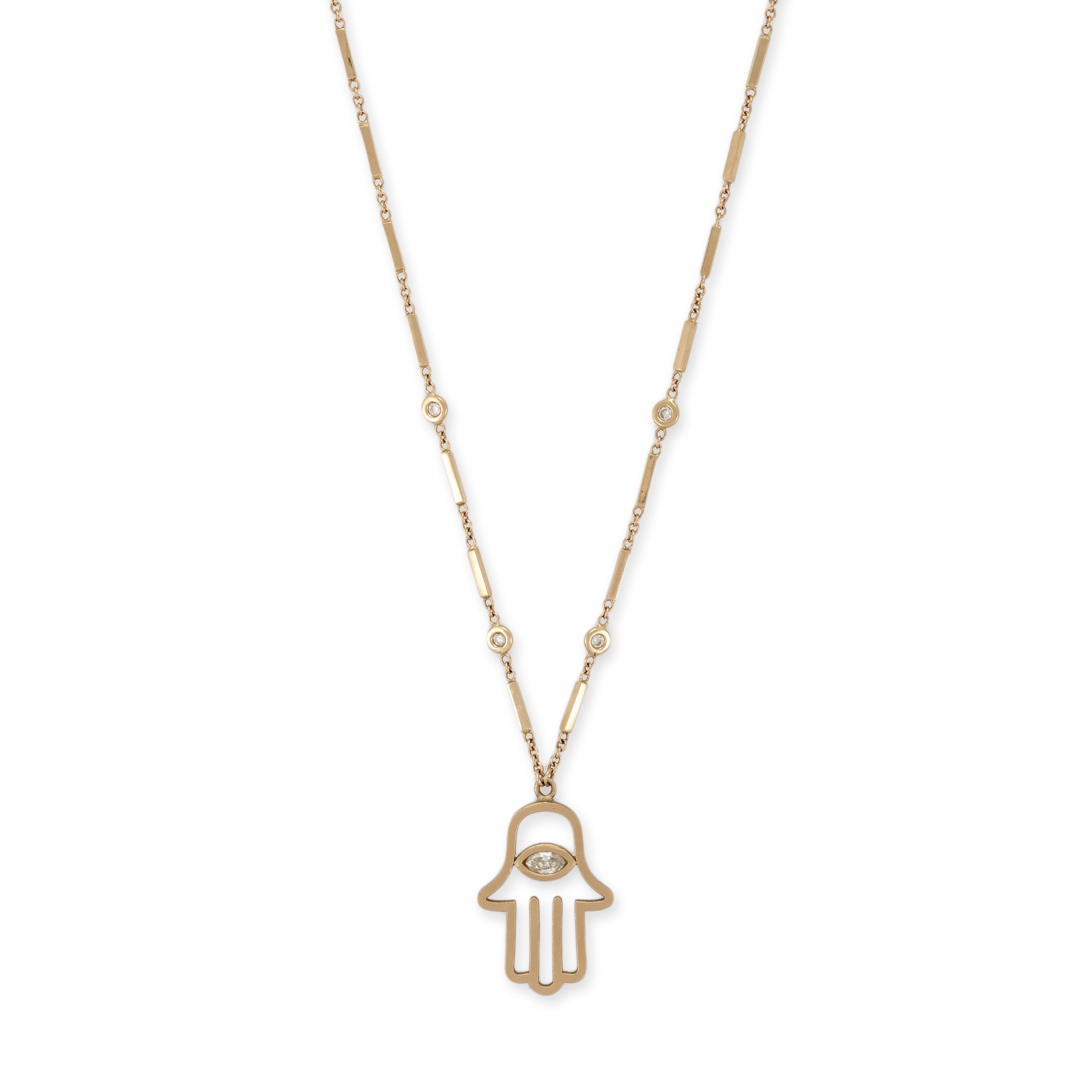 MARQUISE DIAMOND CUT OUT HAMSA NECKLACE