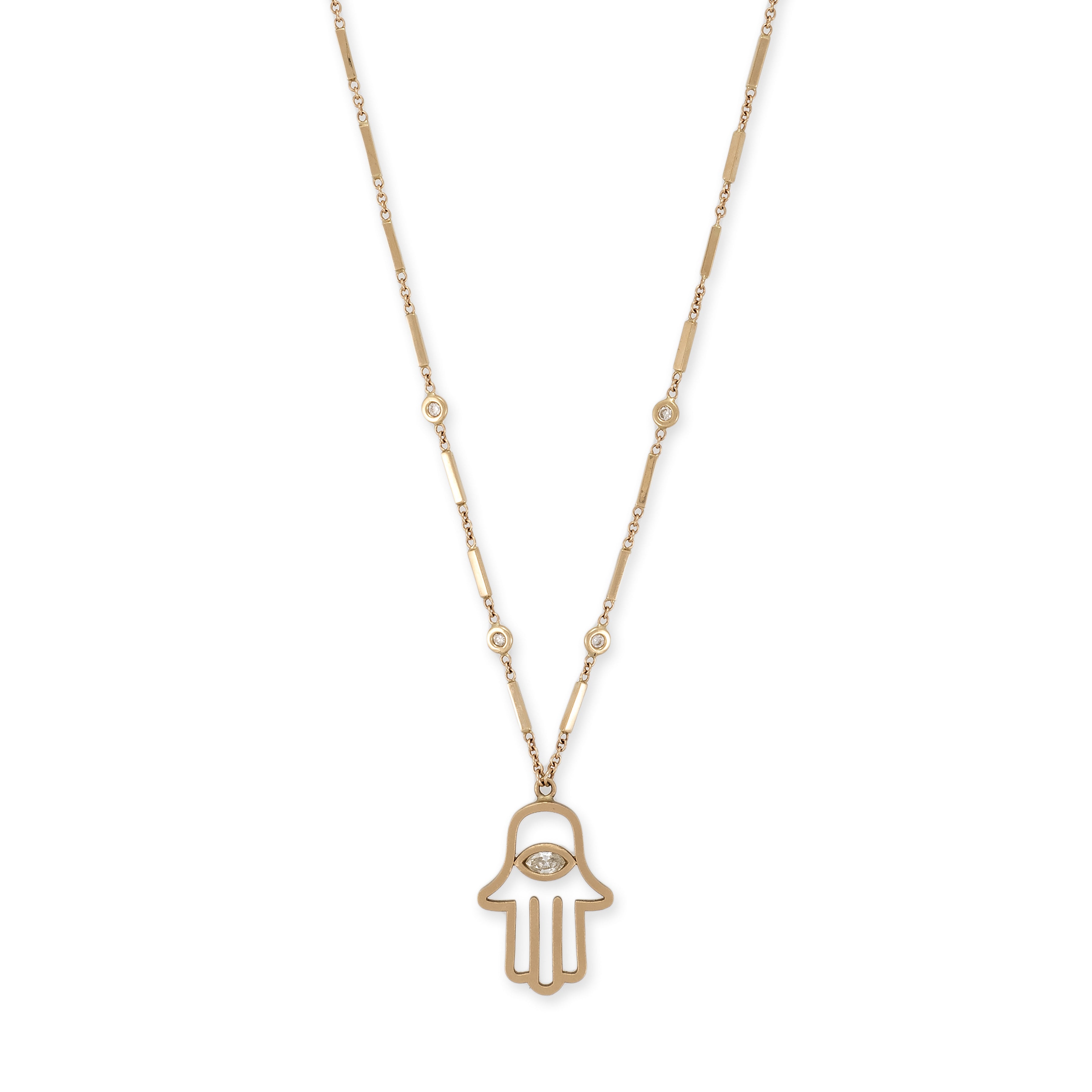 Marquise Diamond Cut Out Hamsa Necklace