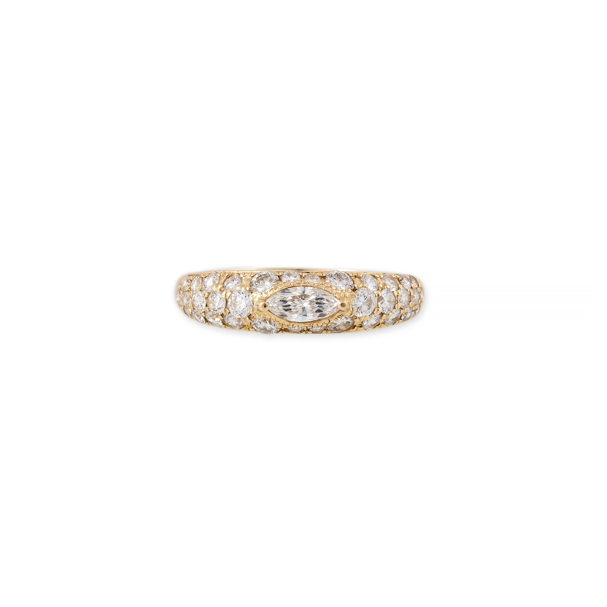 Marquise Center Pave Diamond Dome Ring