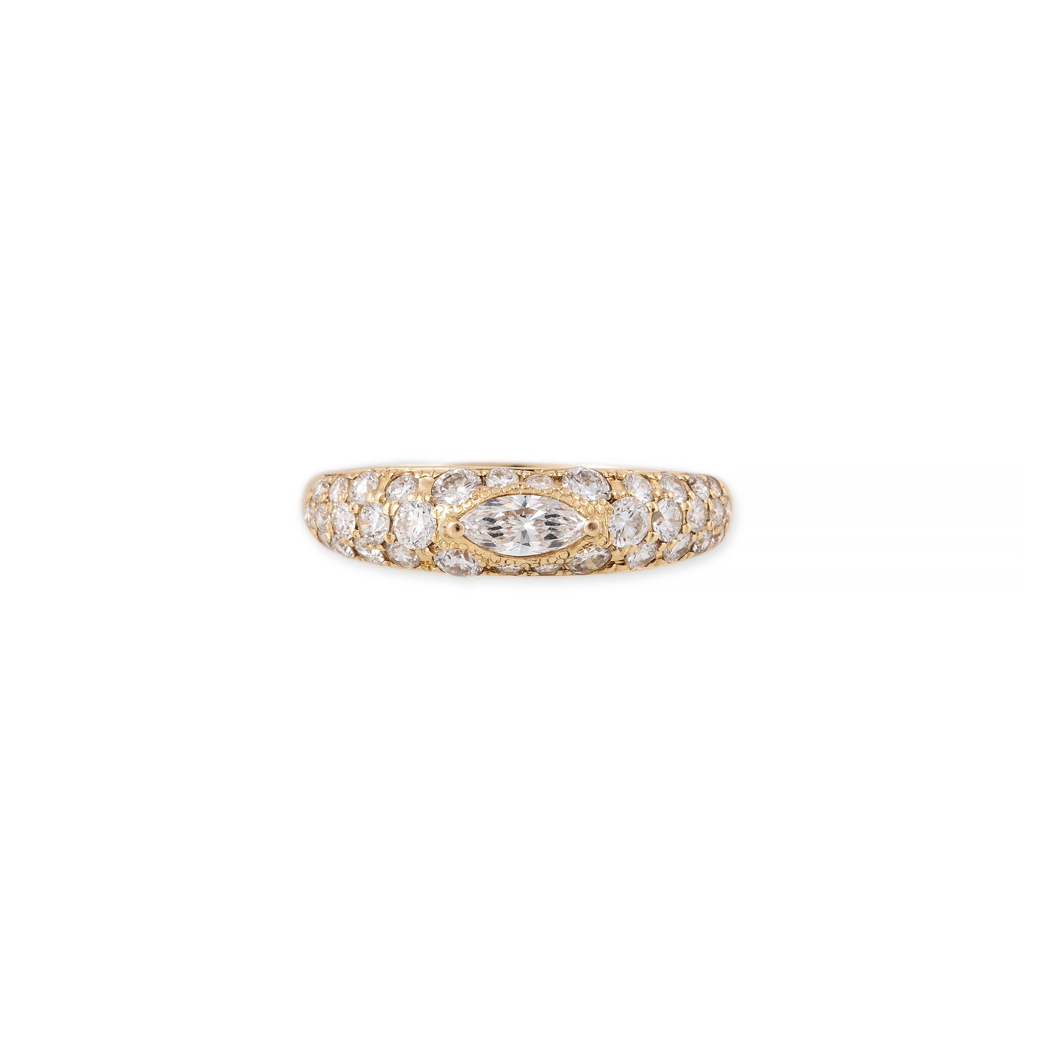 Marquise Center Pave Diamond Dome Ring