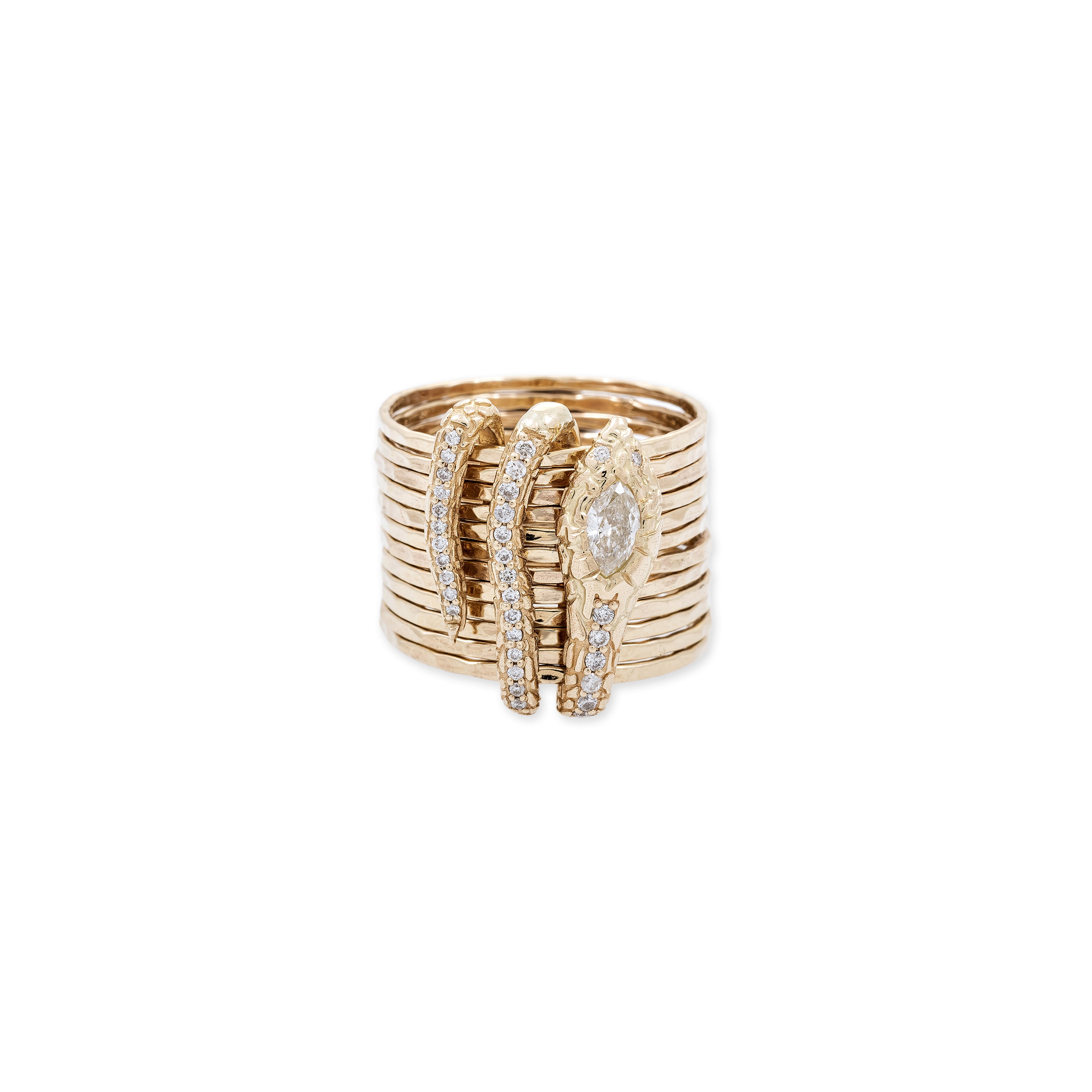 Pave + Marquise Diamond Coiled Snake Multi Waif Ring