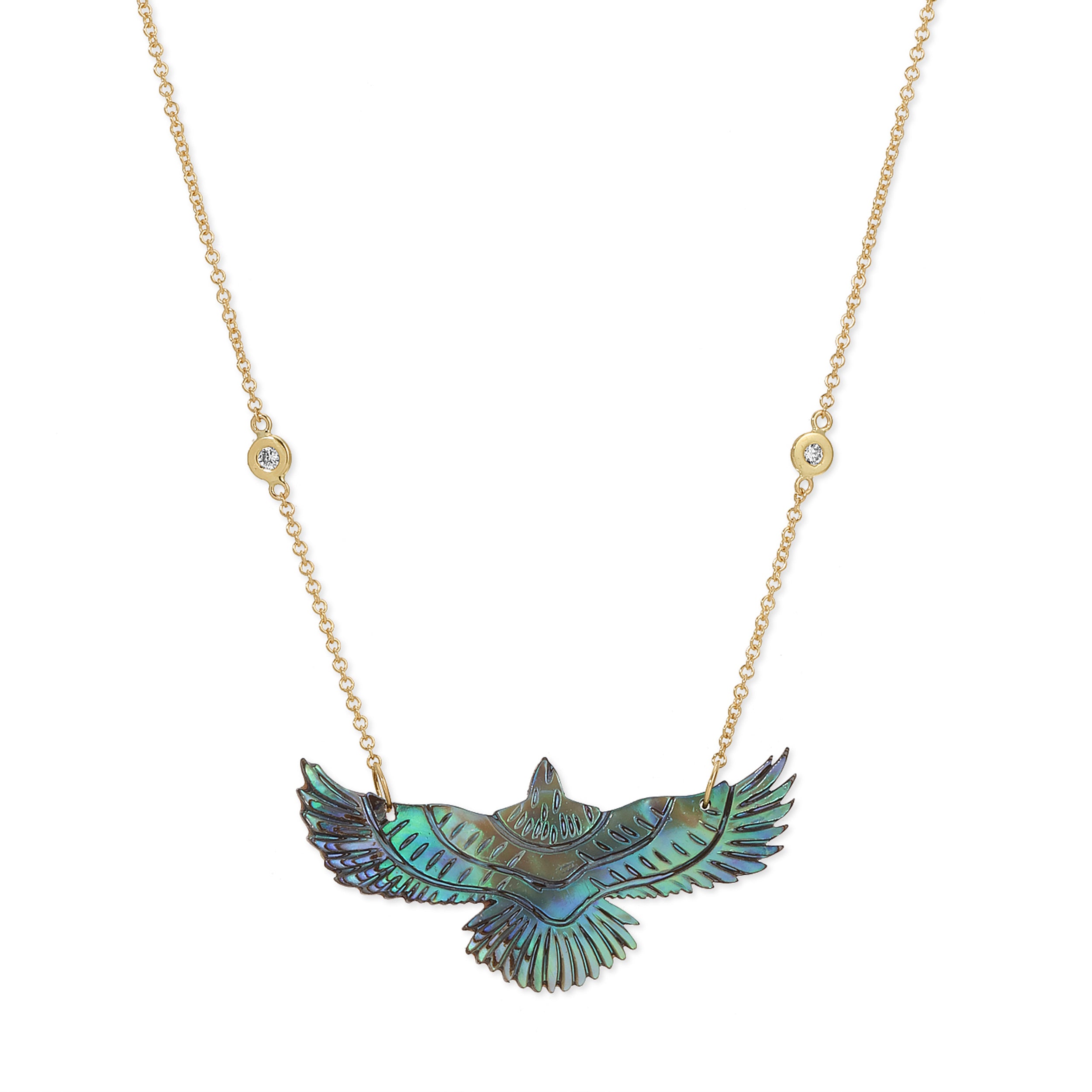 Medium Abalone Thunderbird 2 Diamond Necklace
