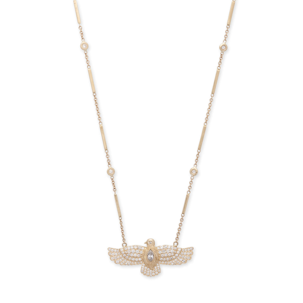 Medium Pavé Thunderbird Diamond Smooth Bar Necklace