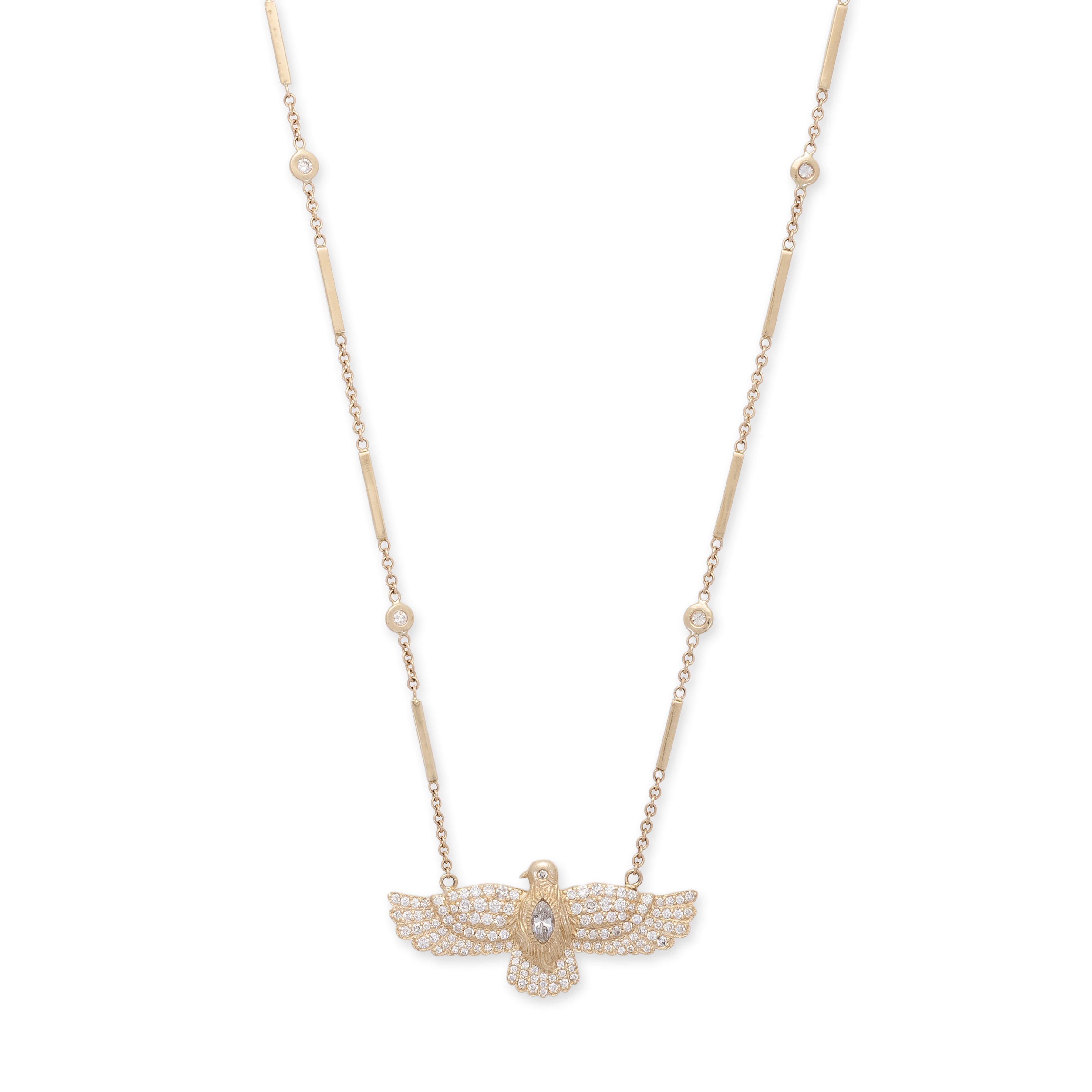 Medium Pavé Thunderbird Diamond Smooth Bar Necklace