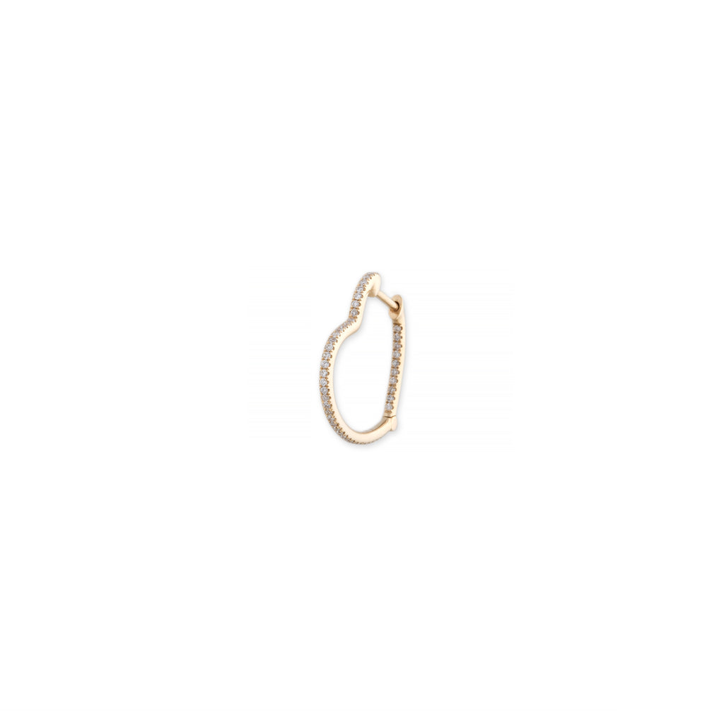 Medium Inside Out Pave Diamond Heart Shape Mini Hoop