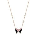 Pink and Black Tourmaline Pave Center Butterfly Necklace