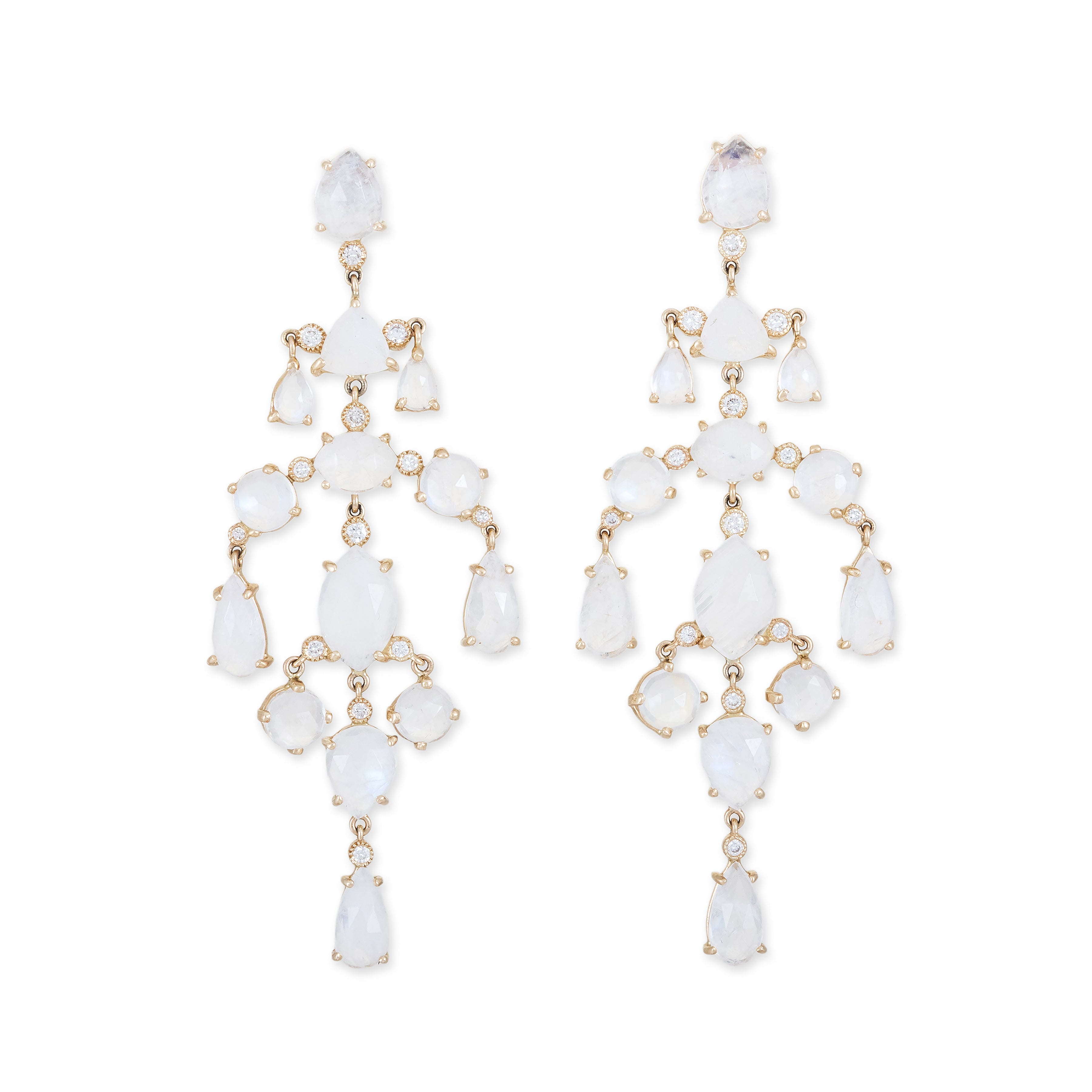Moonstone + Diamond Chandelier Earrings