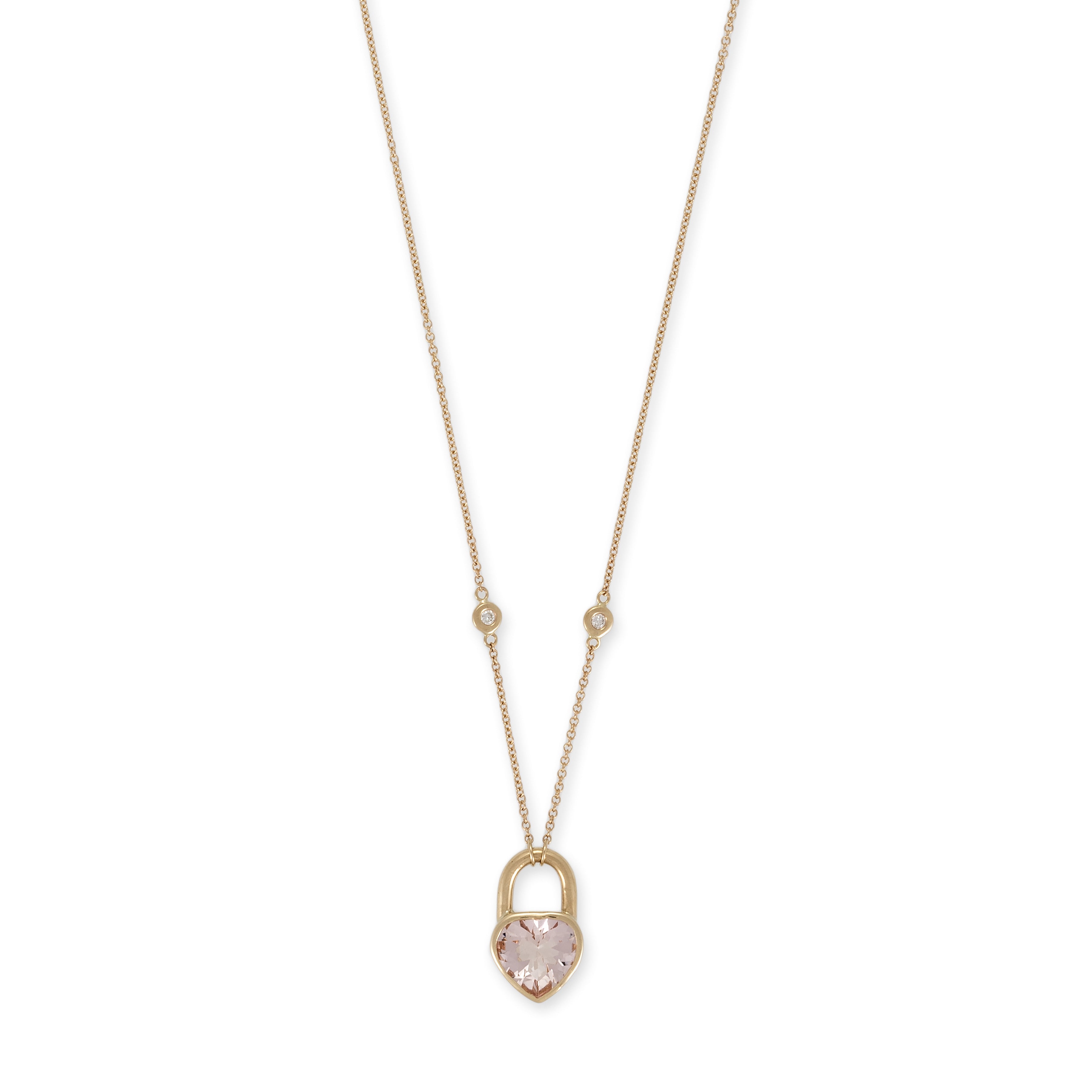 MORGANITE HEART LOCK NECKLACE