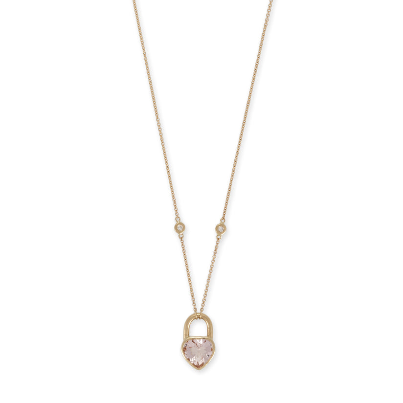 MORGANITE HEART LOCK NECKLACE