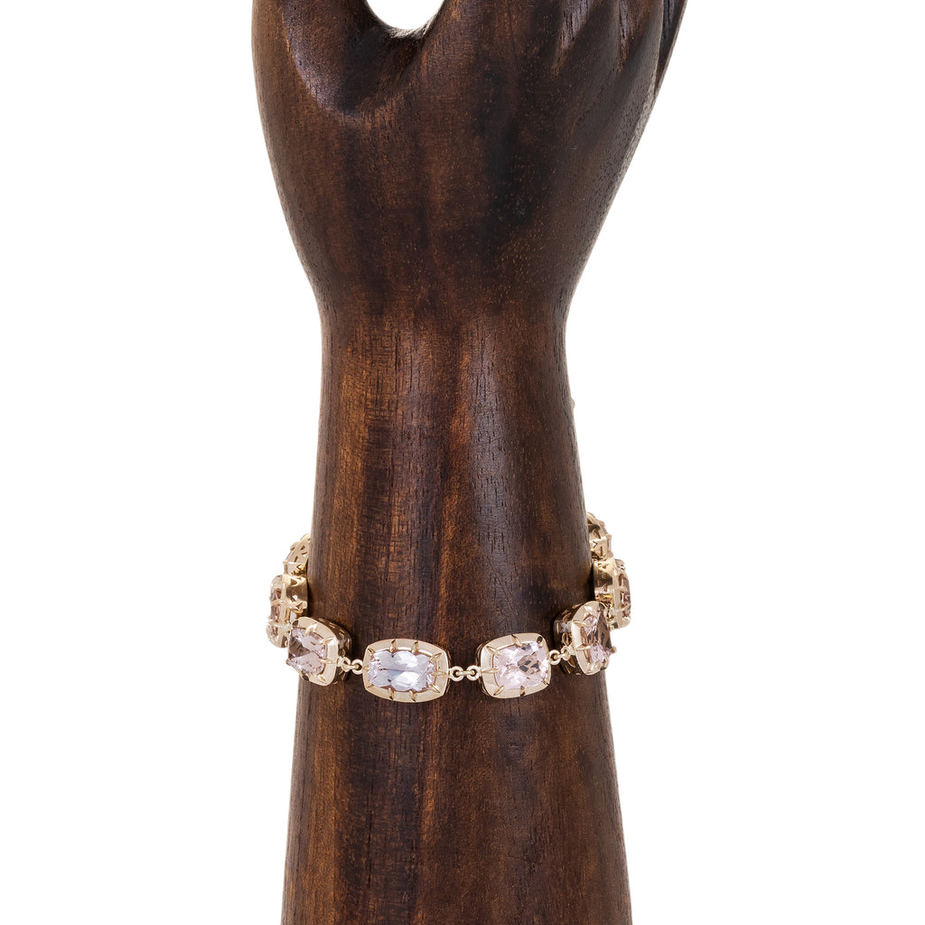Multi Shape Morganite Vintage Bezel Tennis Bracelet
