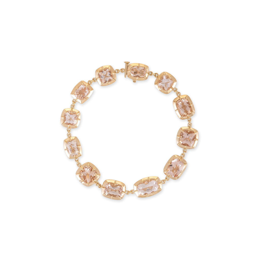 Multi Shape Morganite Vintage Bezel Tennis Bracelet