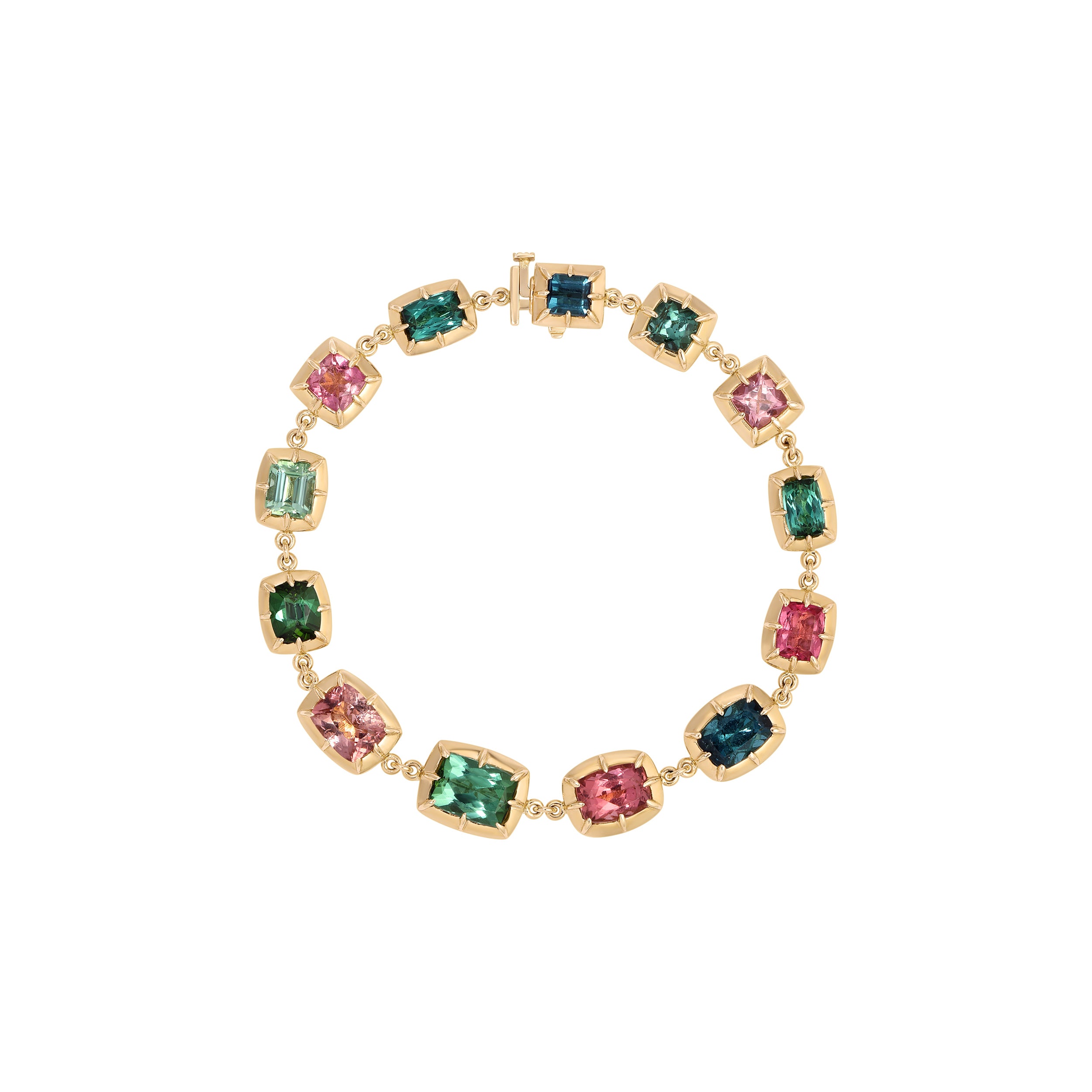 Multi Shape Tourmaline Vintage Tennis Bracelet
