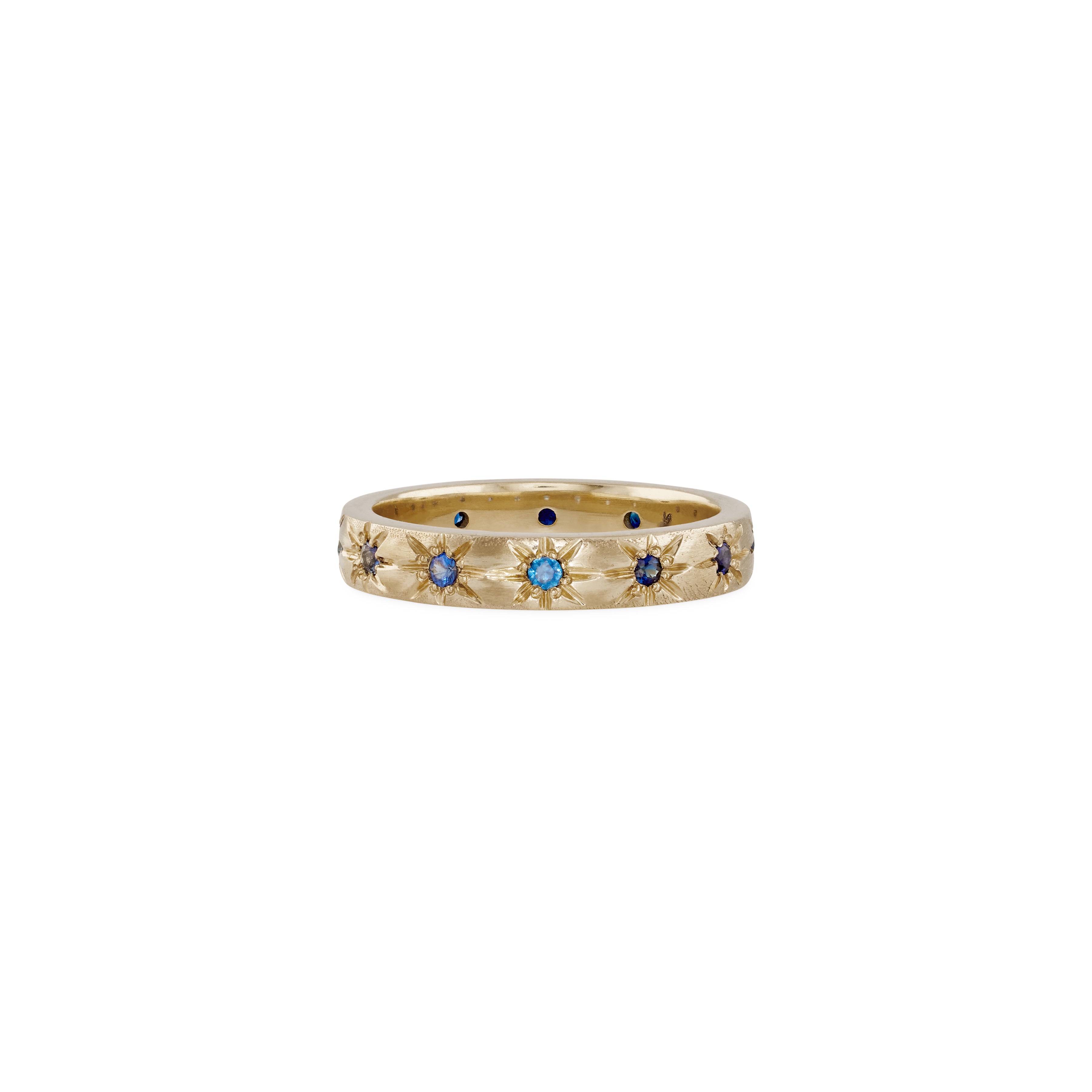 Ombré Blue Sapphire Starburst Eternity Band Ring