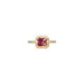 Ombre Pink Tourmaline Baguette Vintage Bezel Pave Ring