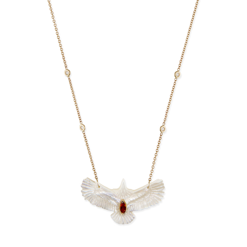 Gemstone Marquise Pearl Thunderbird Diamond Necklace