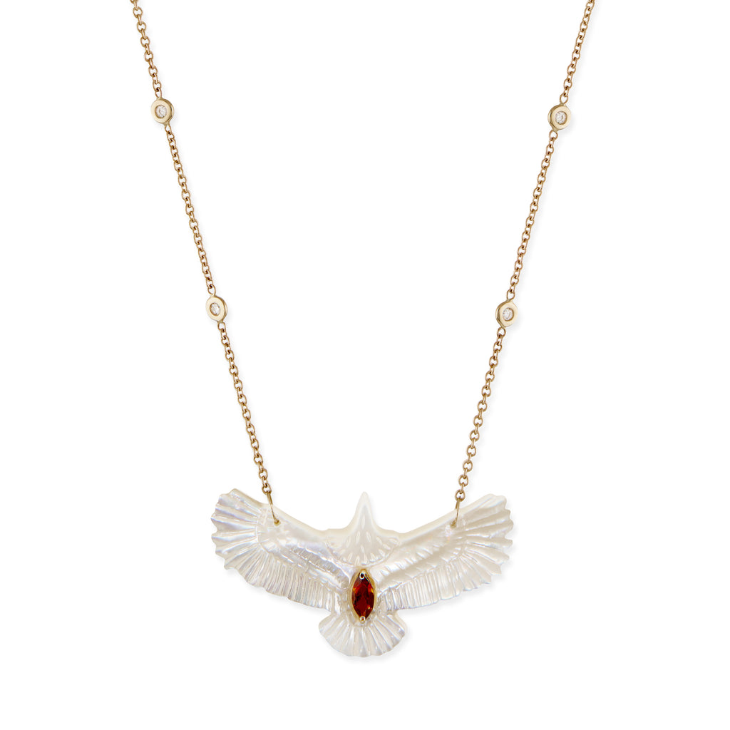 Gemstone Marquise Pearl Thunderbird Diamond Necklace