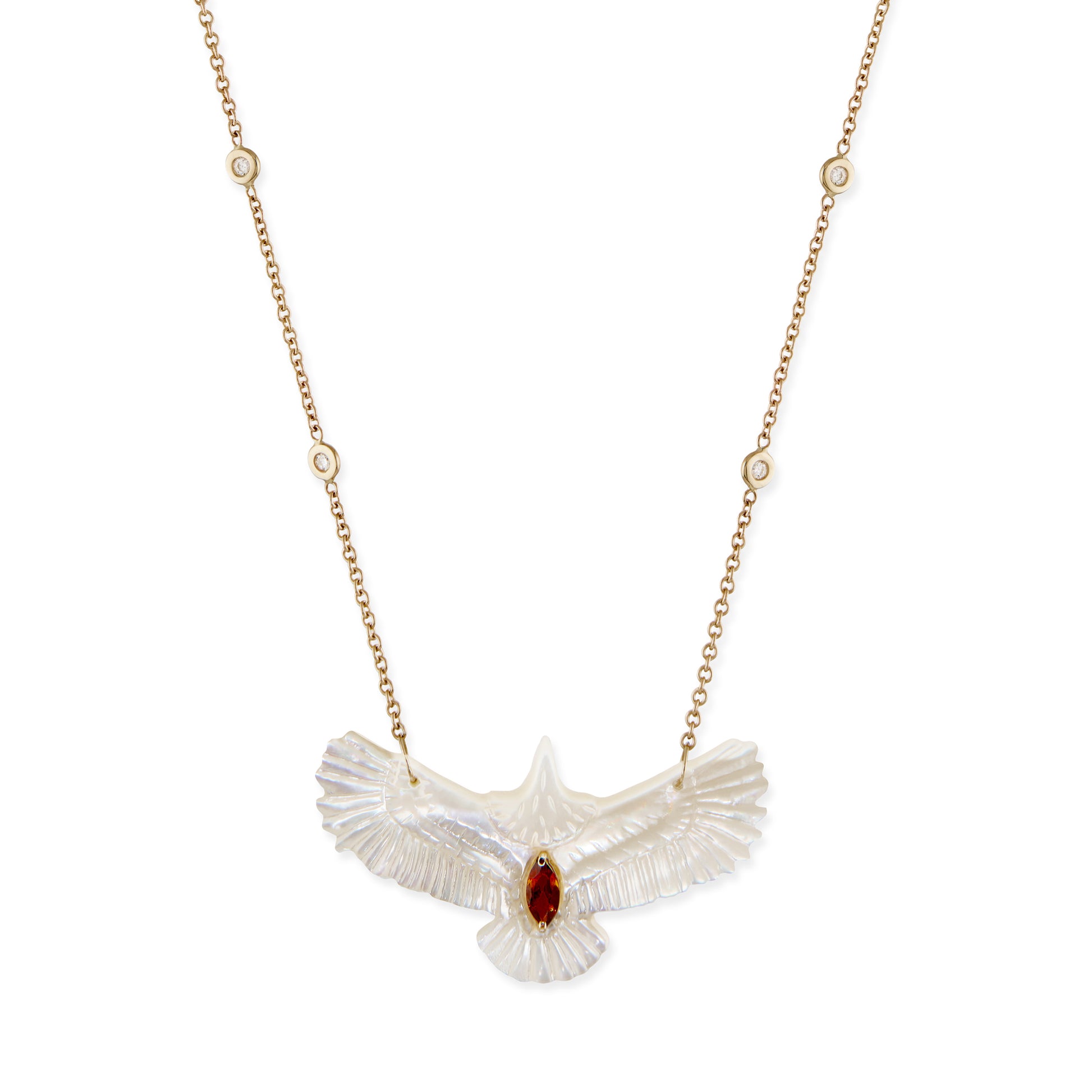 Gemstone Marquise Pearl Thunderbird Diamond Necklace