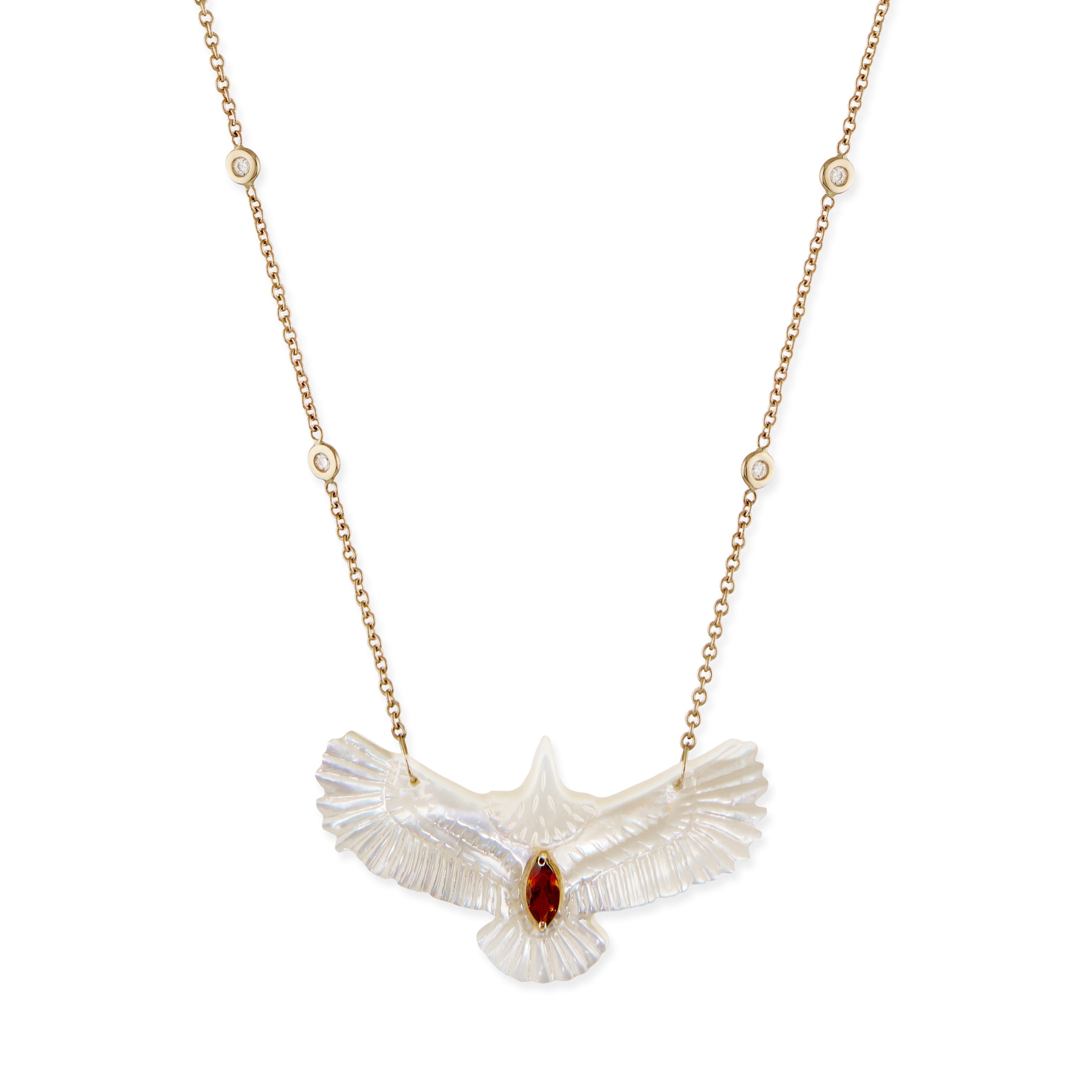 Gemstone Marquise Pearl Thunderbird Diamond Necklace