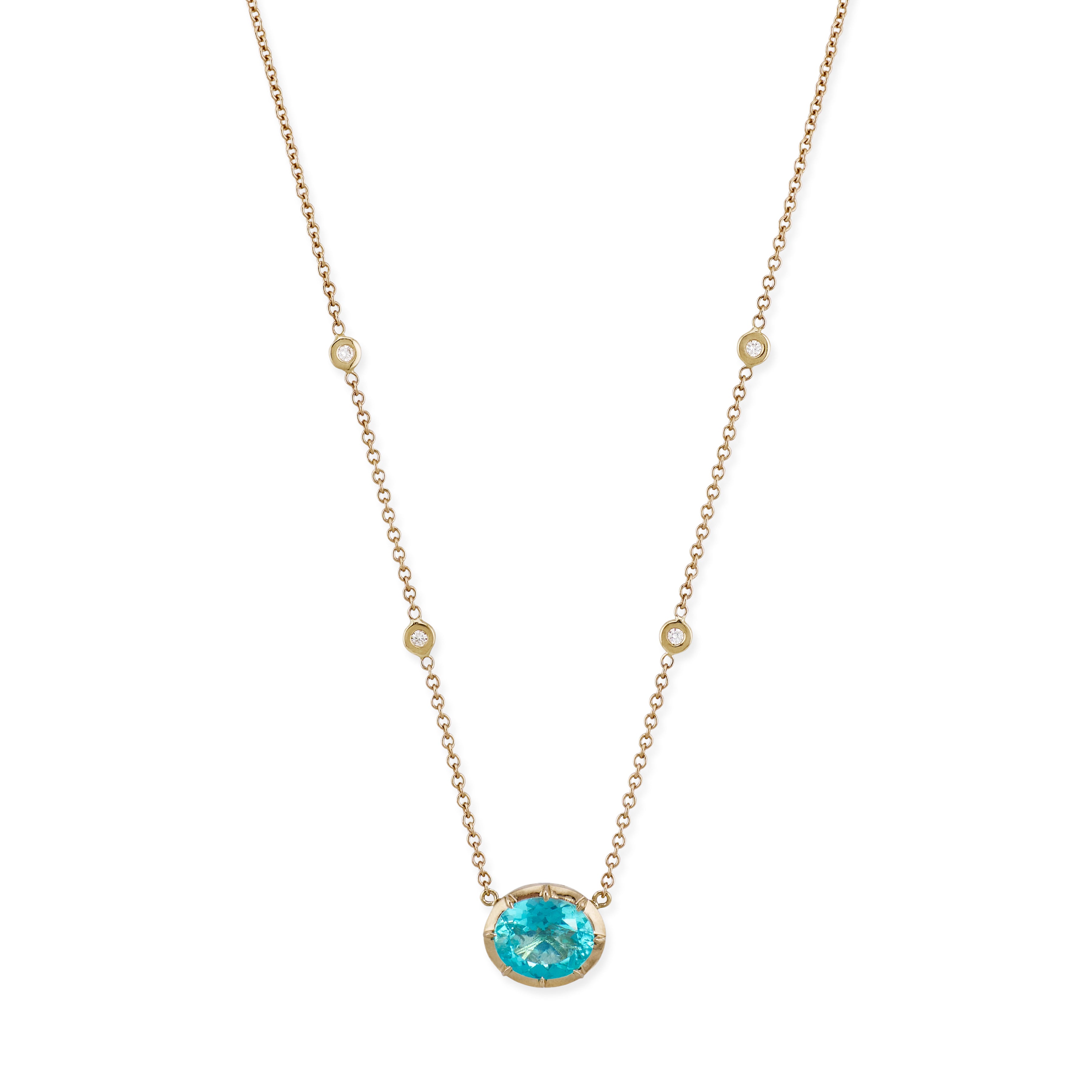 Oval Apatite Vintage Bezel Necklace