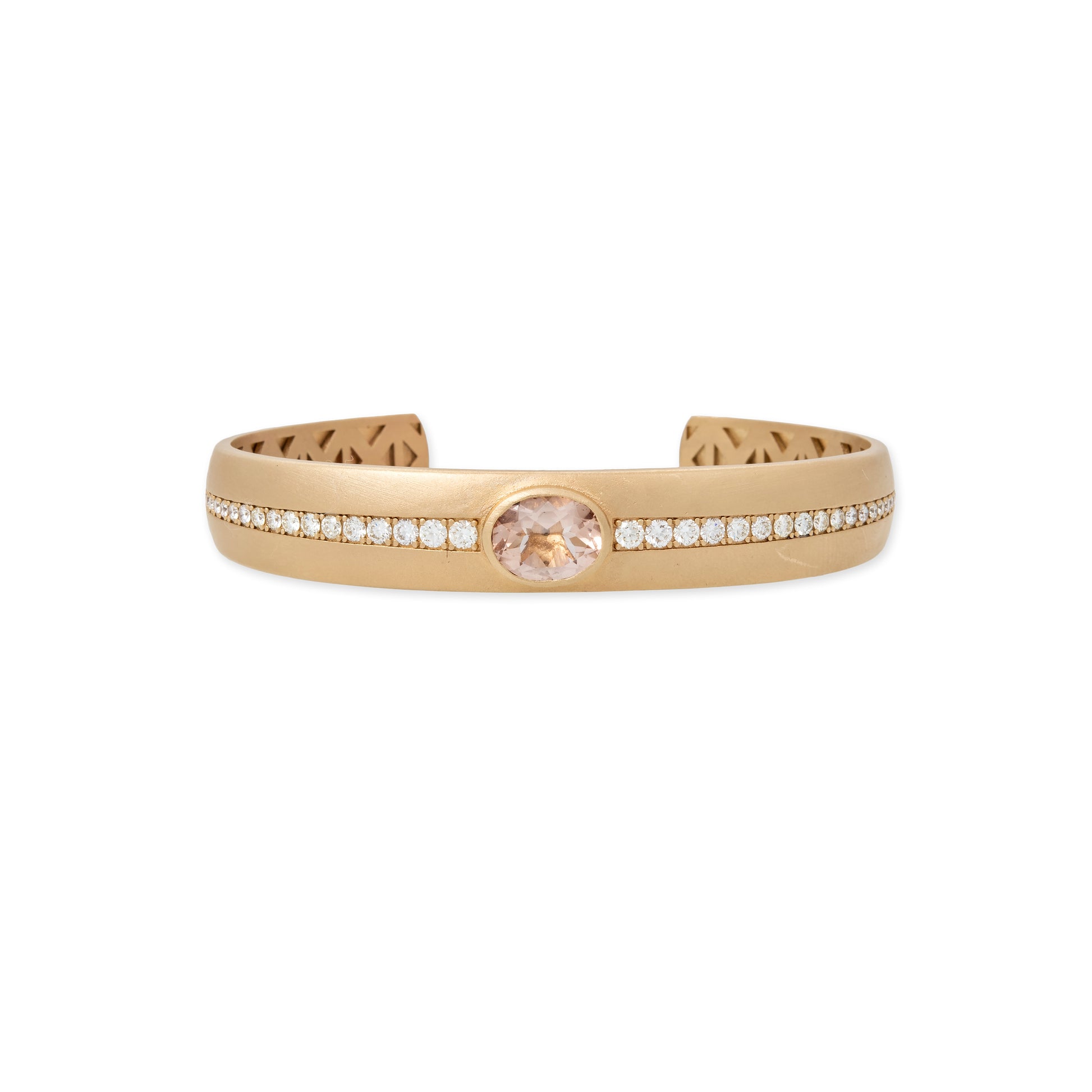 Oval Morganite Center + Graduated Pave Cuff