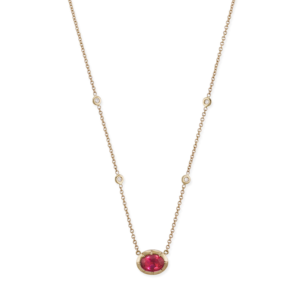Oval Rubellite Sophia Bezel Necklace