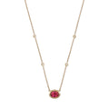 Oval Rubellite Vintage Bezel Necklace