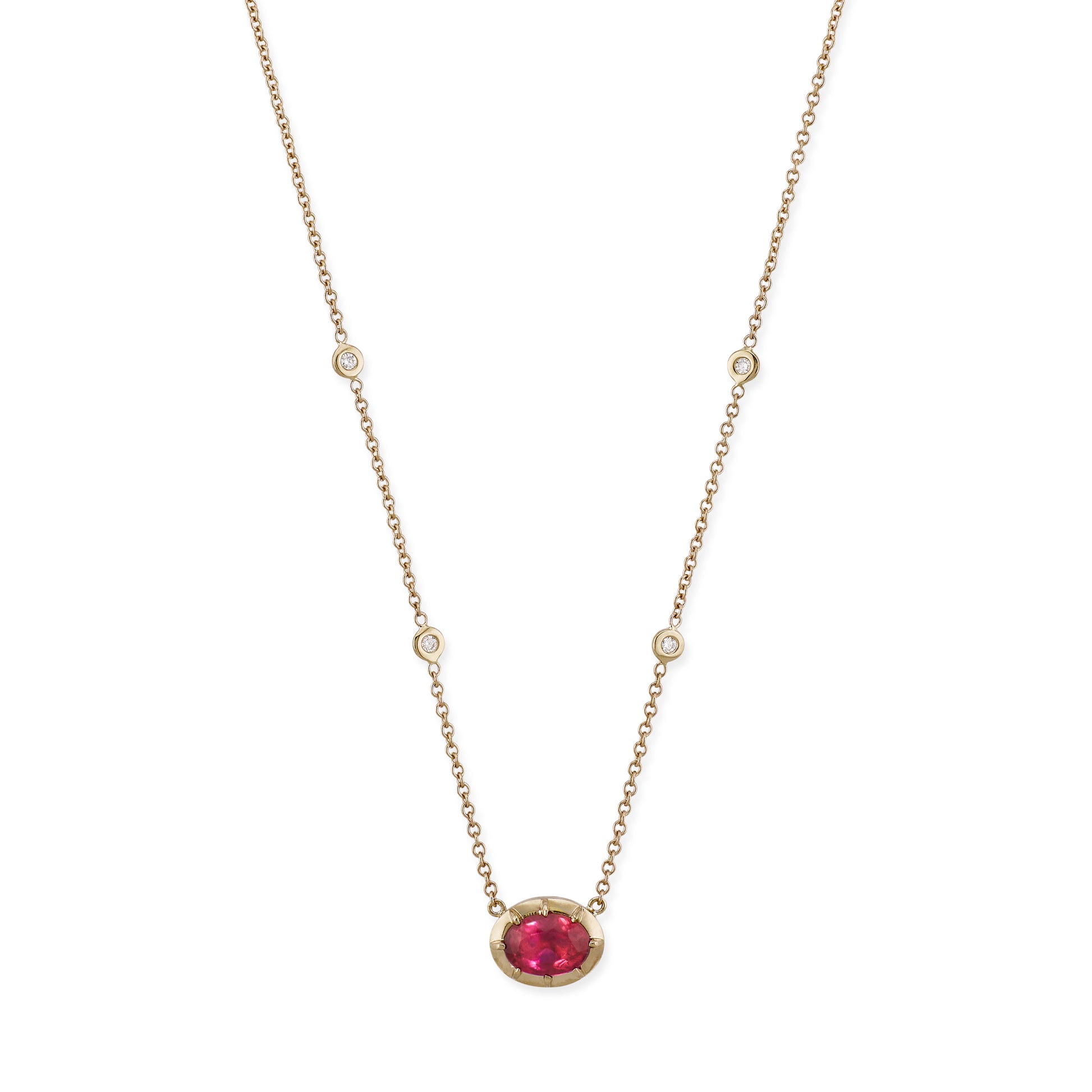 Oval Rubellite Sophia Bezel Necklace