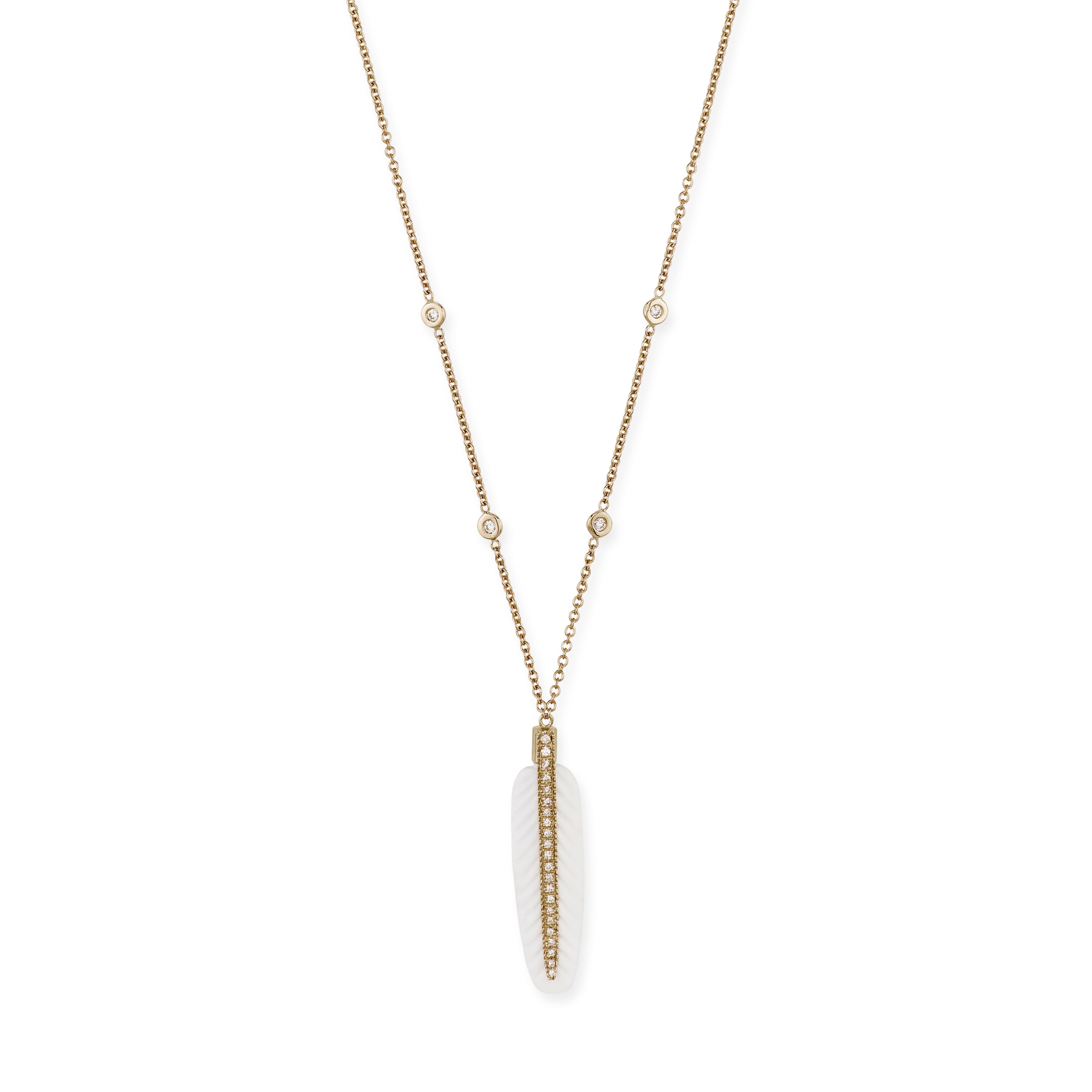 Pave Gemstone Feather Necklace – Jacquie Aiche