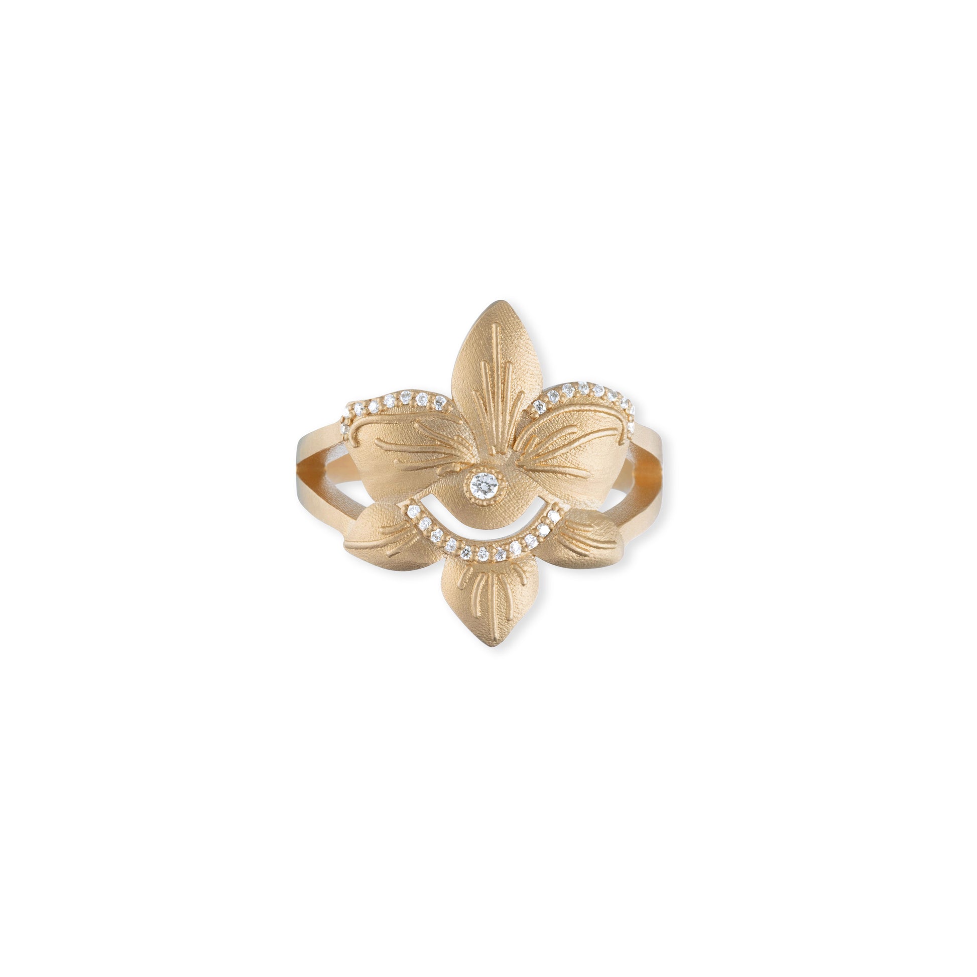 PAVE DIAMOND PETAL FLOWER EYE RING