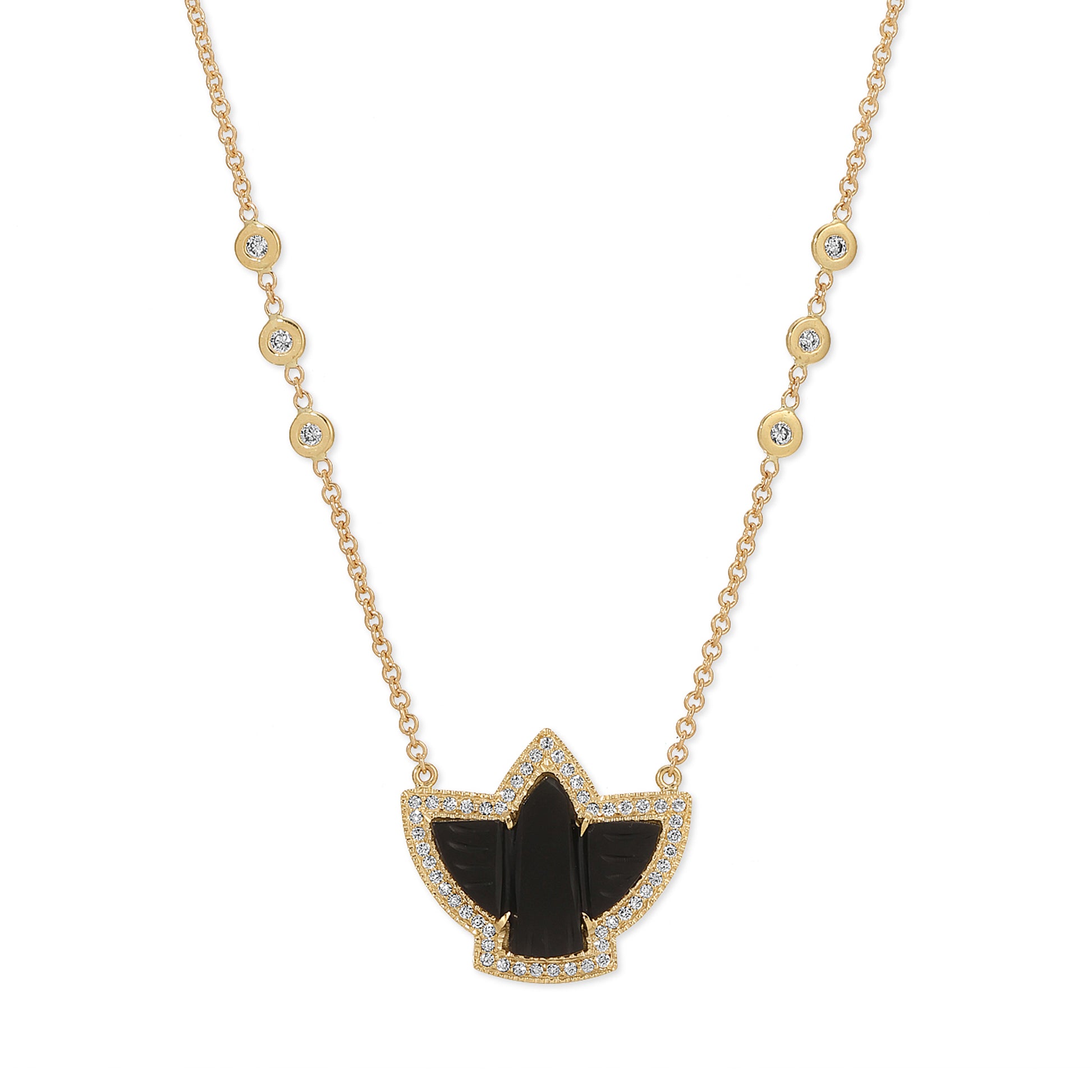 Pave Baby Onyx Thunderbird Necklace