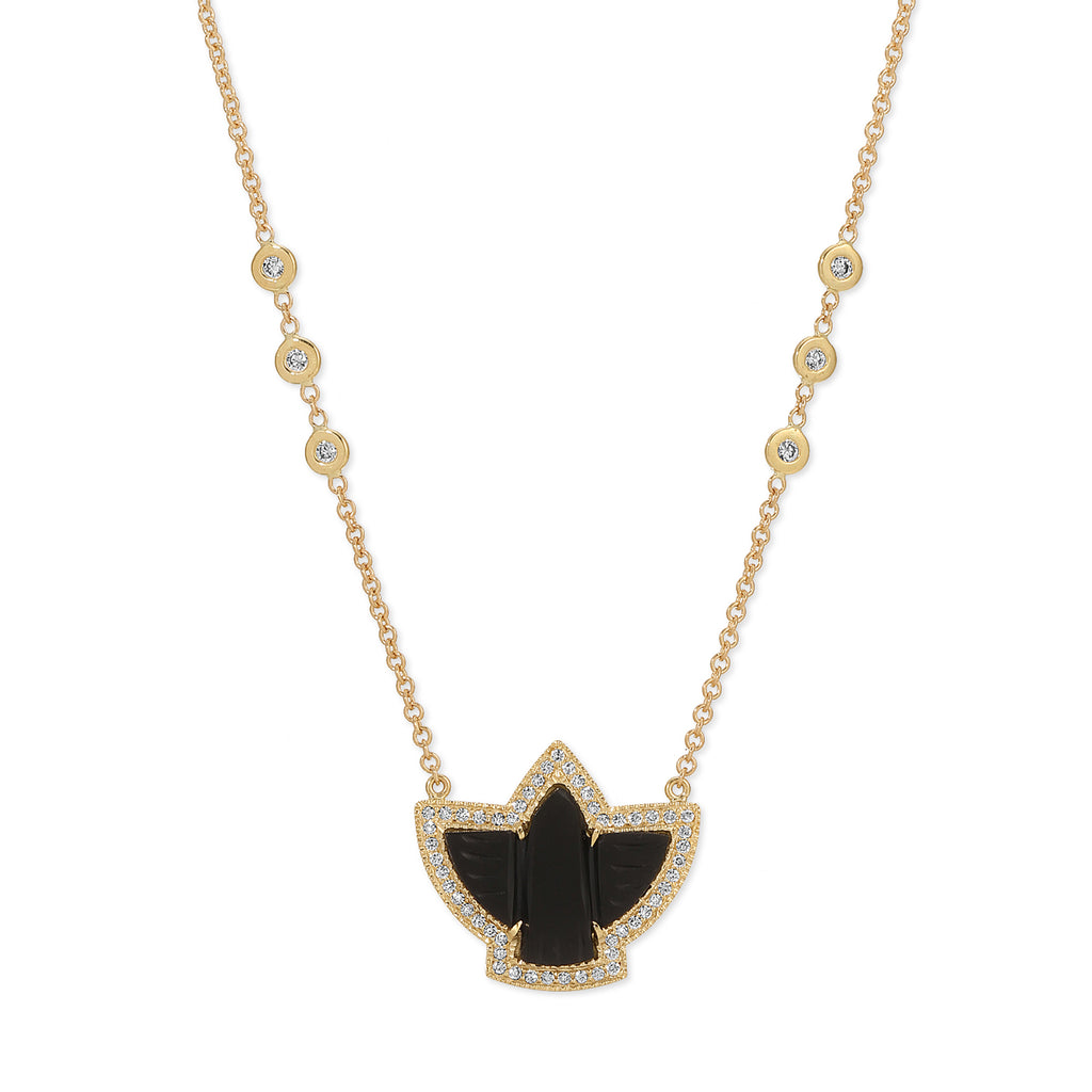 Pave Baby Onyx Thunderbird Necklace