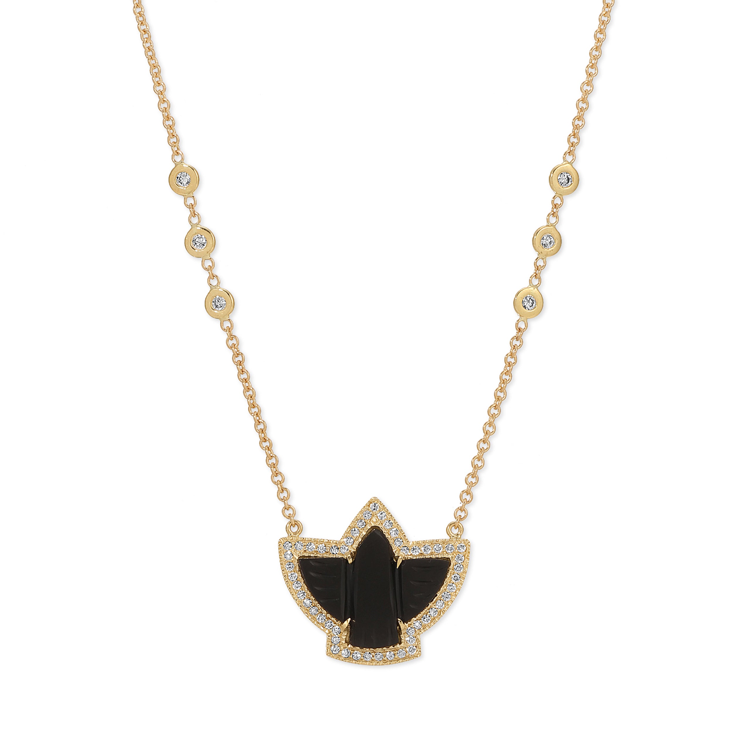 Pave Baby Onyx Thunderbird Necklace