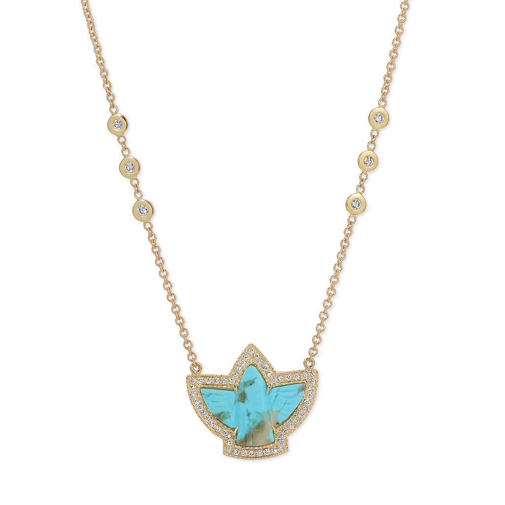 Pave Baby Turquoise Thunderbird Necklace