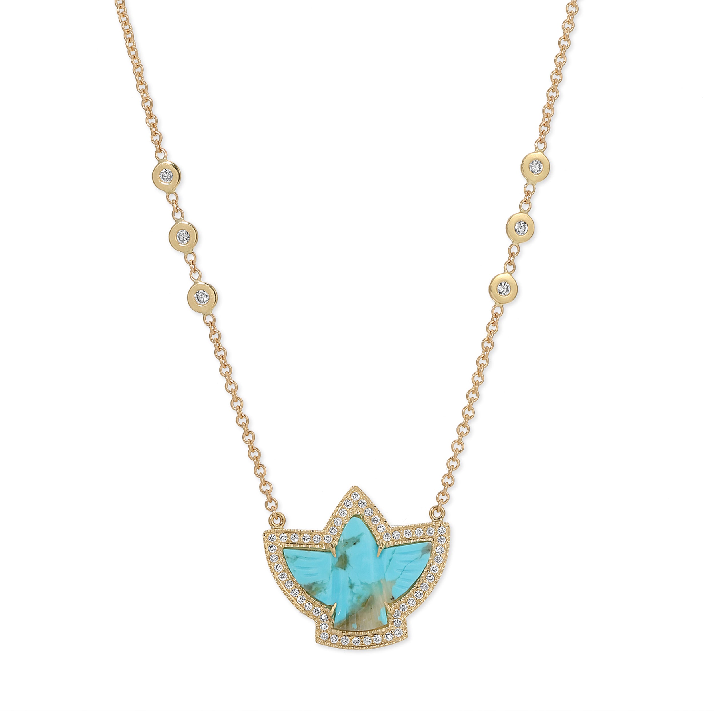 Pave Baby Turquoise Thunderbird Necklace