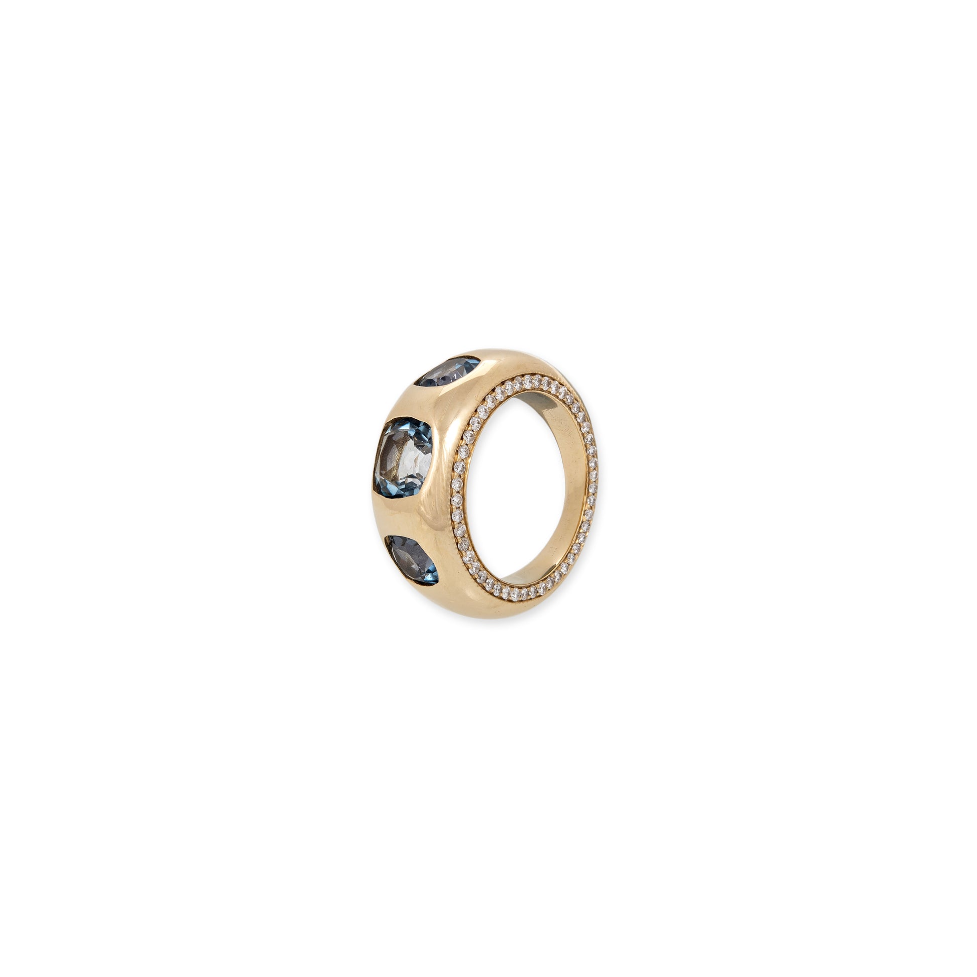 Pave 3 Blue Coated Topaz Ring