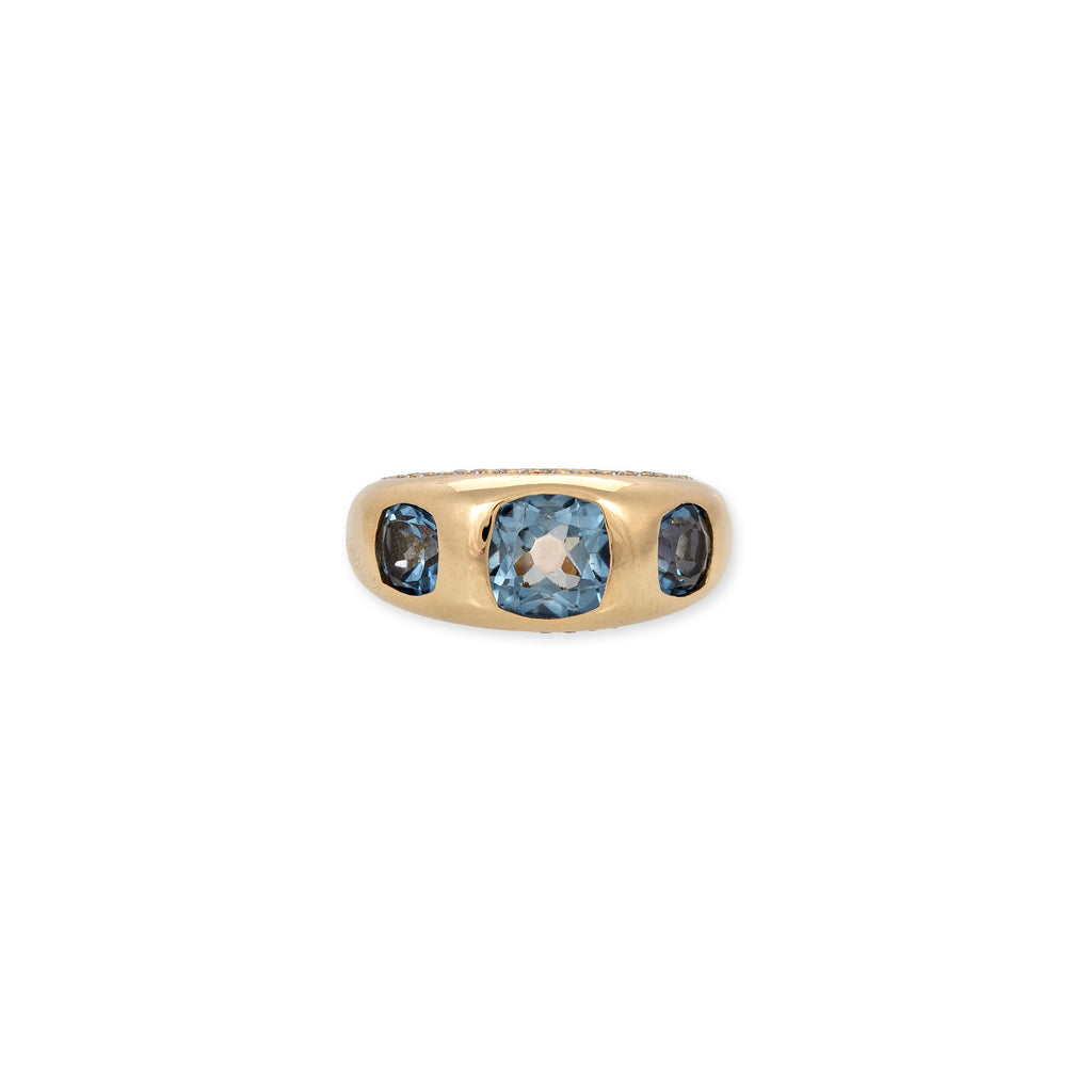 Pave 3 Blue Coated Topaz Ring