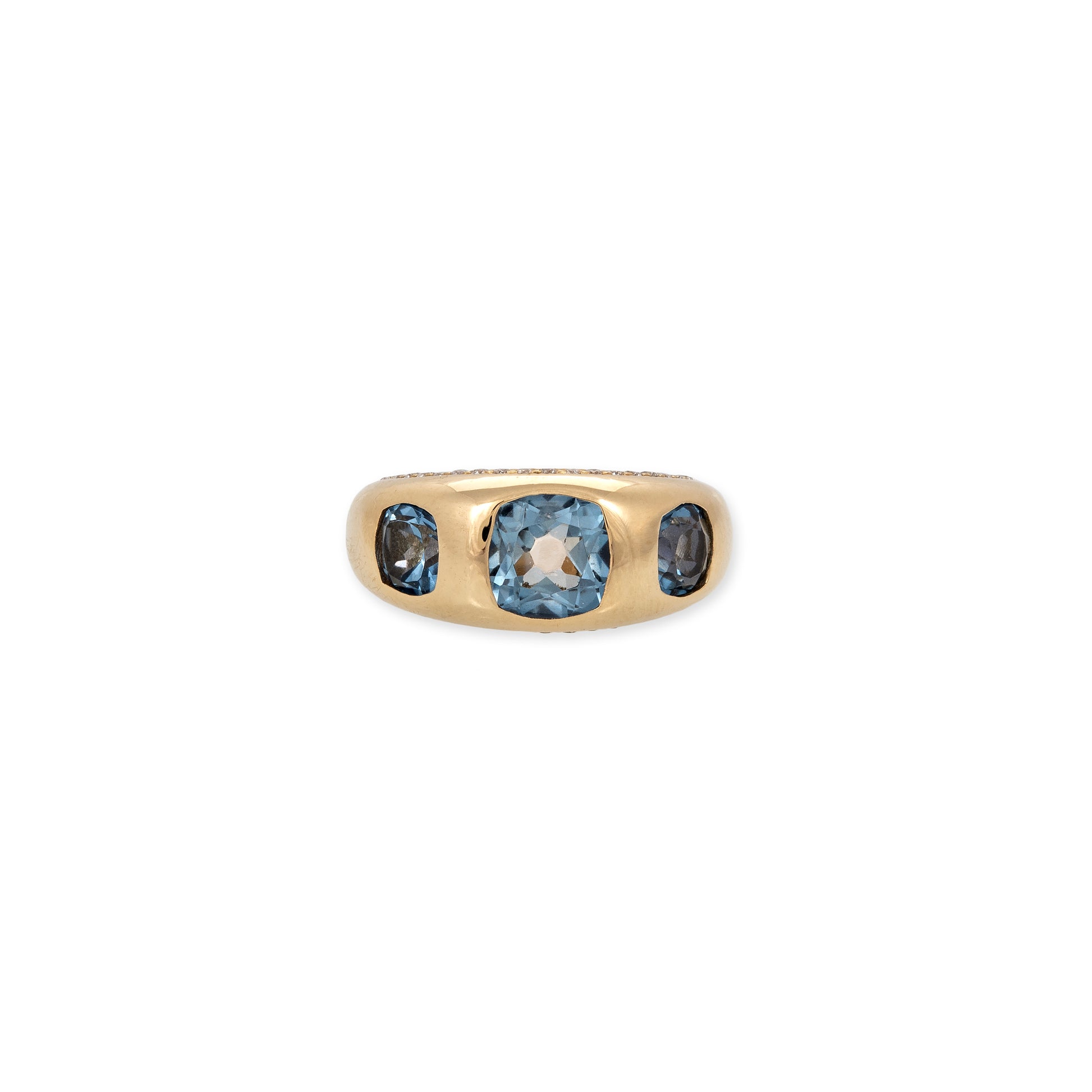 Pave 3 Blue Coated Topaz Ring