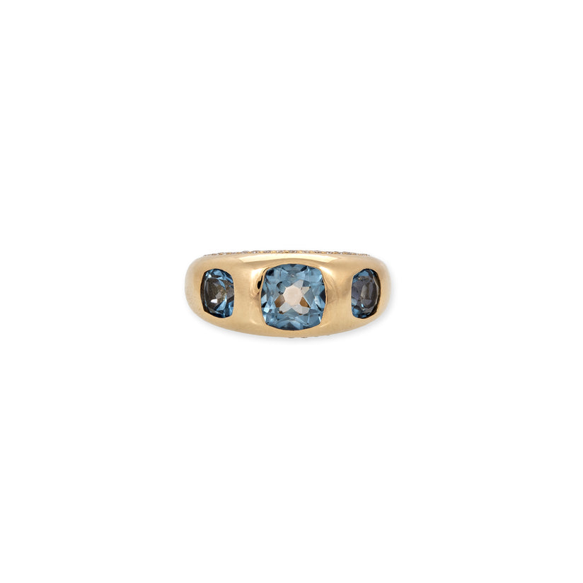 PAVE 3 BLUE COATED TOPAZ RING