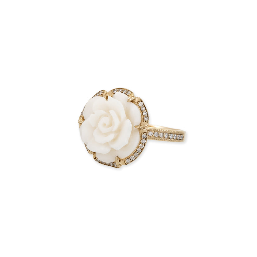 PAVE BONE FLOWER RING