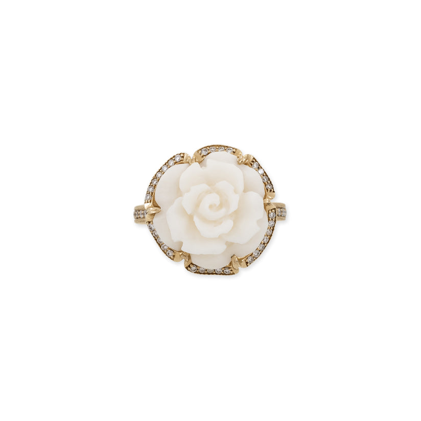 PAVE BONE FLOWER RING