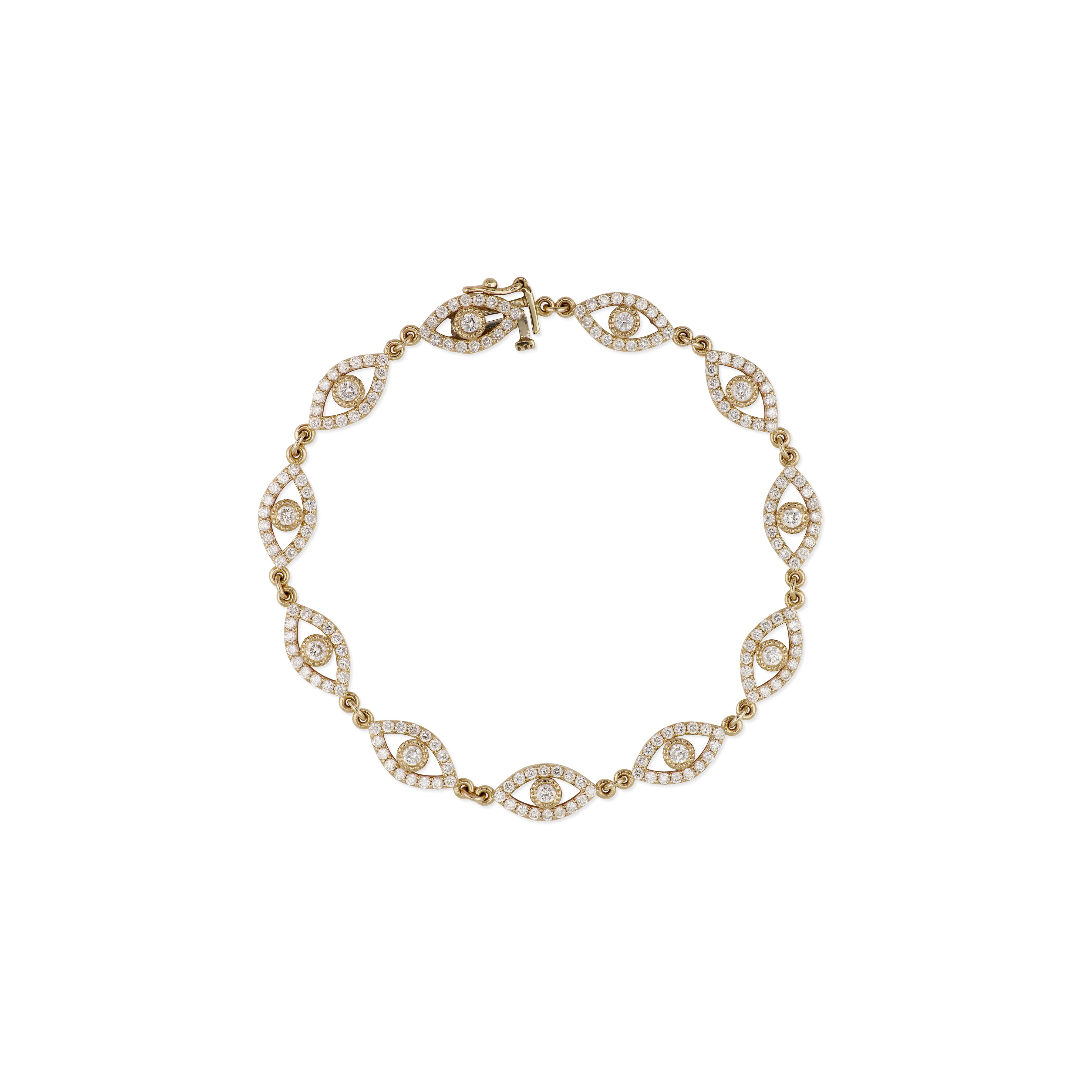Pave + Diamond Center Open Eye Bracelet